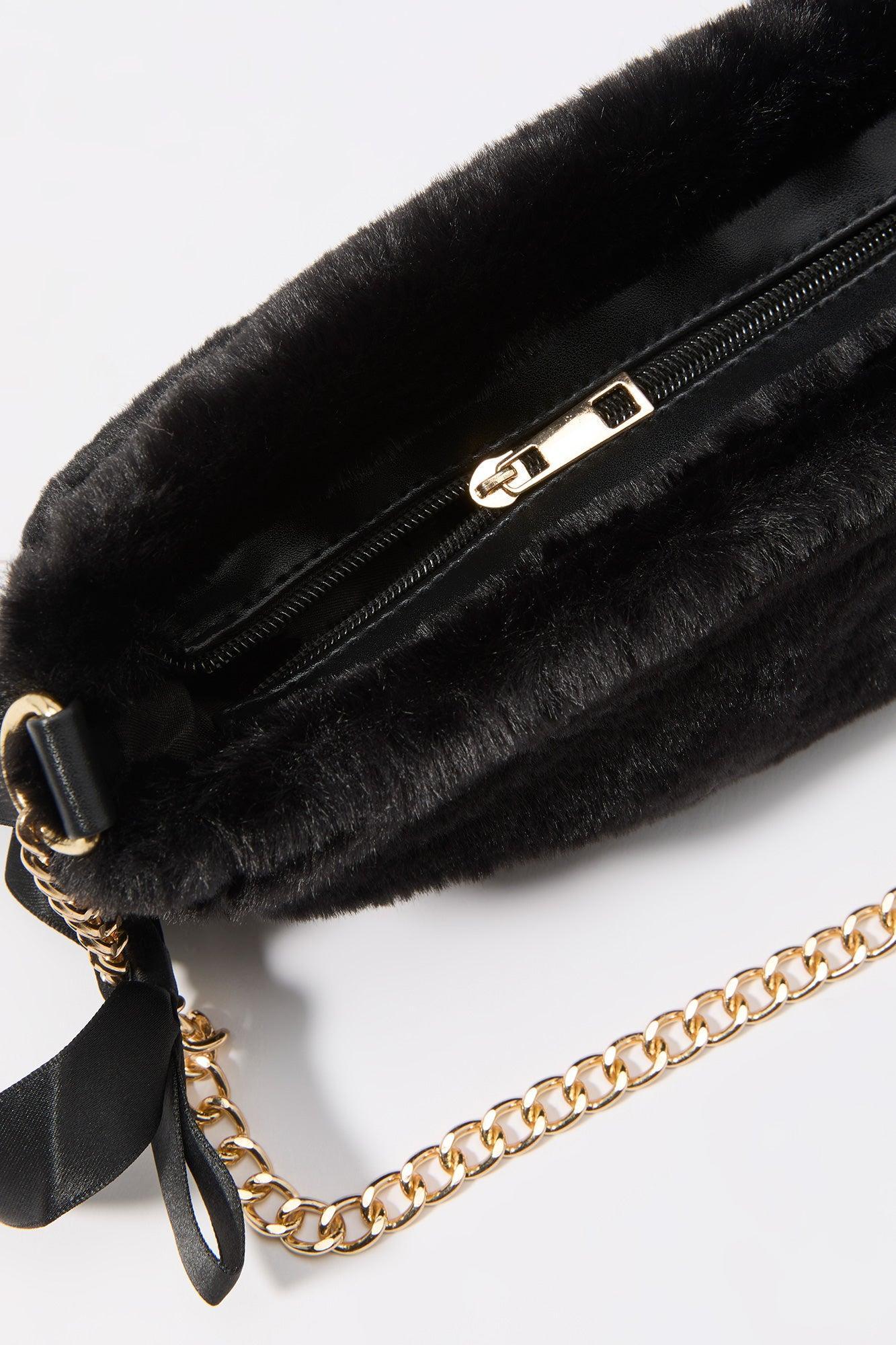 Faux Fur Bow Shoulder Bag Female Product Image