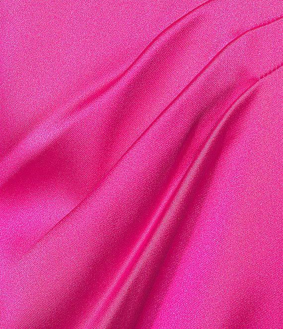 Alex Marie Shirley Satin Asymmetric One Side Sleeveless Sheath Wrap Midi Dress Product Image