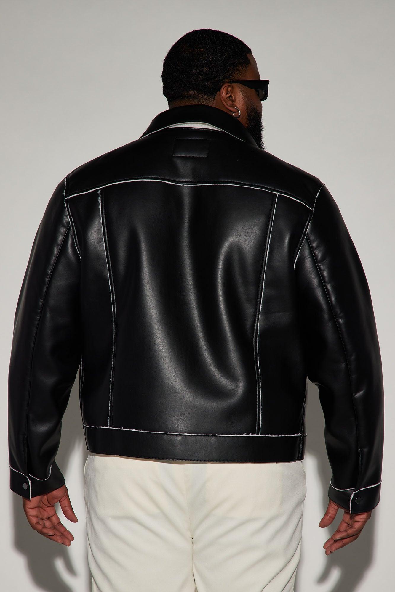 Charles Faux Shearling Trucker Jacket - Black Product Image