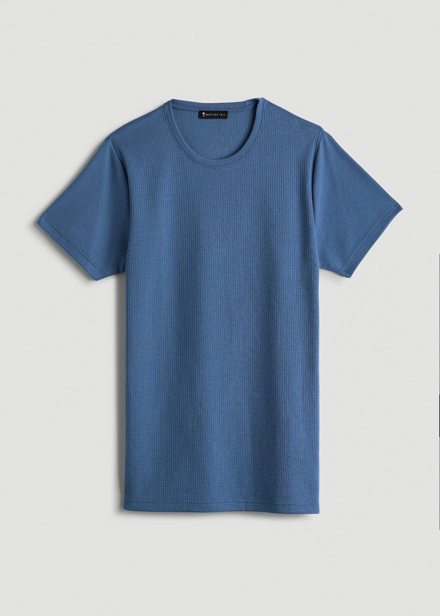 Cloud Knit Waffle Short Sleeve Tee for Tall Men in Deep Cobalt Male Product Image
