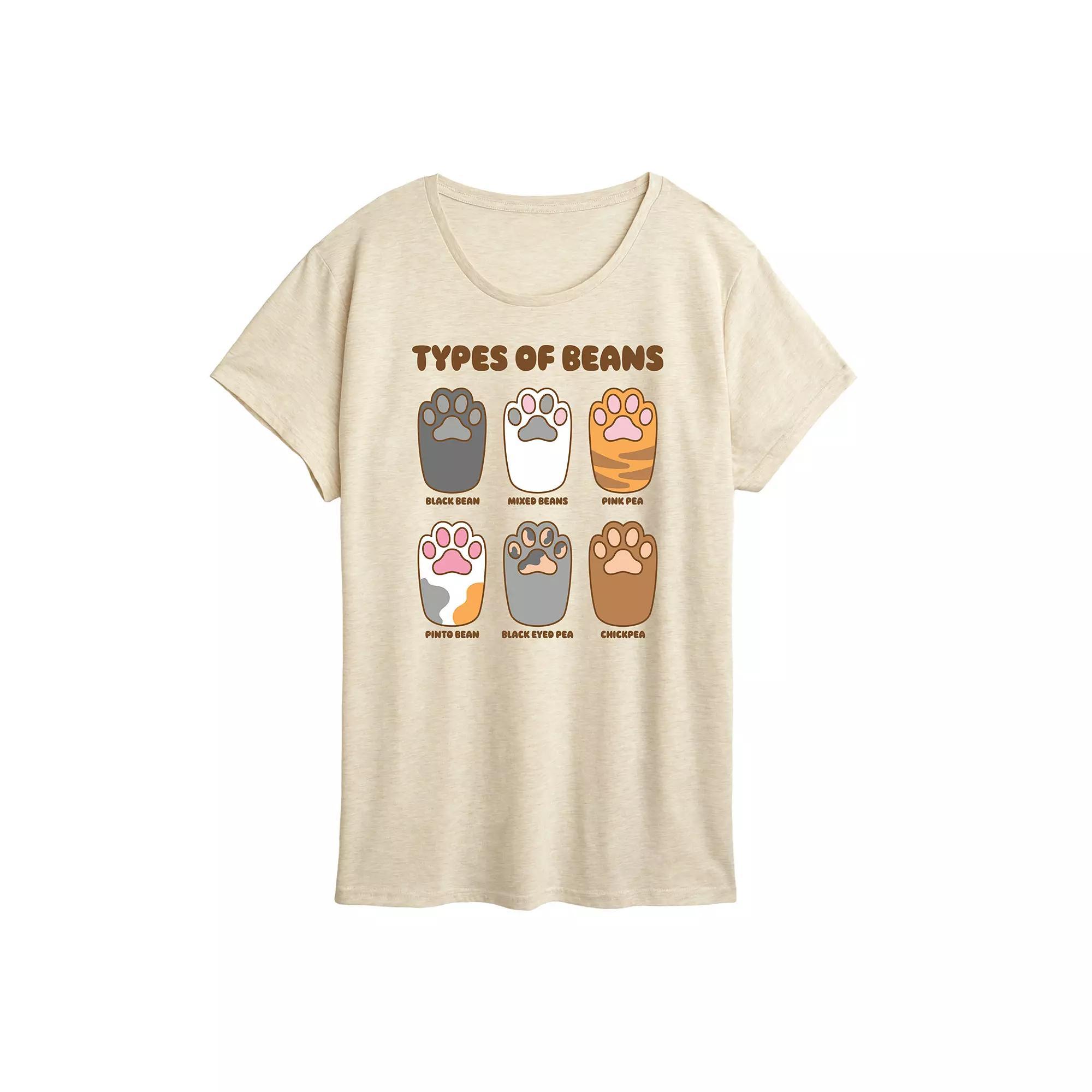 Women's Types Of Cat Beans Graphic Tee,  Product Image