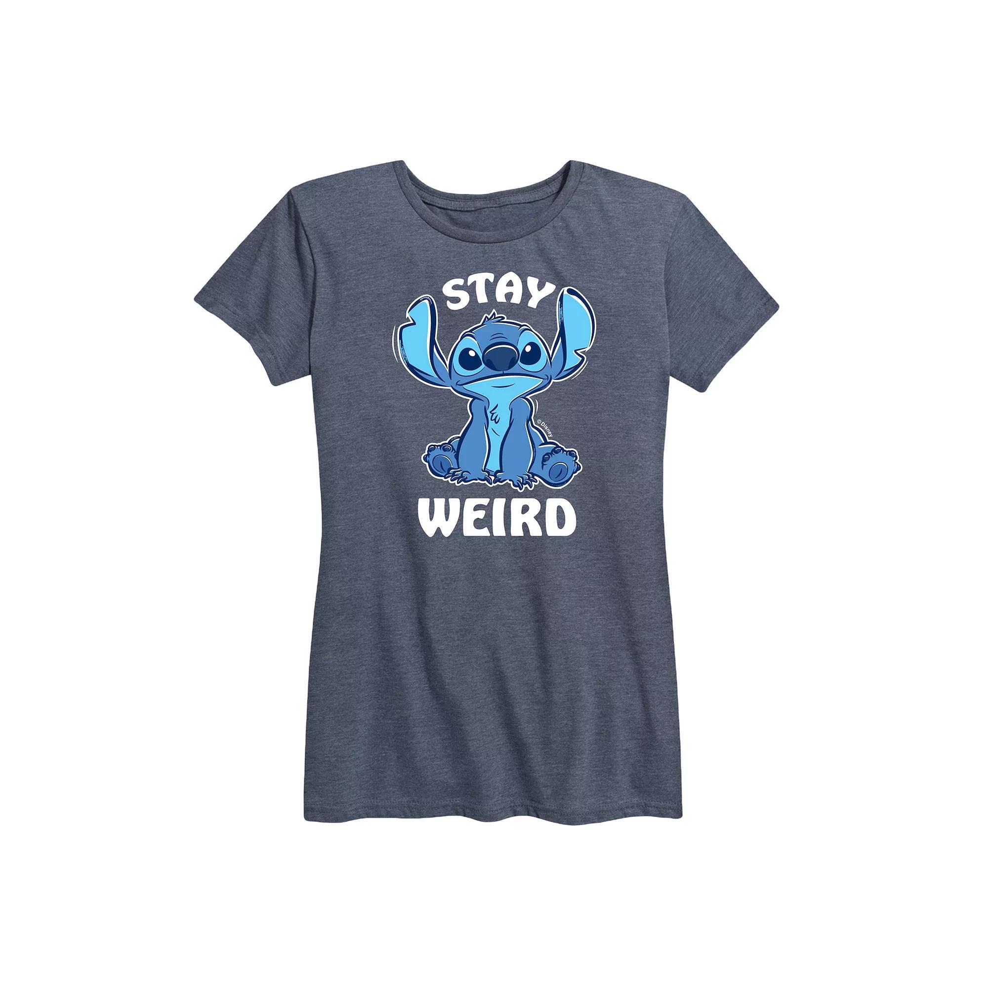 Disney's Lilo & Stitch Women's Stay Weird Graphic Tee, Size: Large, Heather Grey Product Image