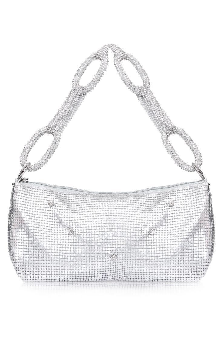 Silver Chainmail Diamante Link Strap Shoulder Bag Product Image