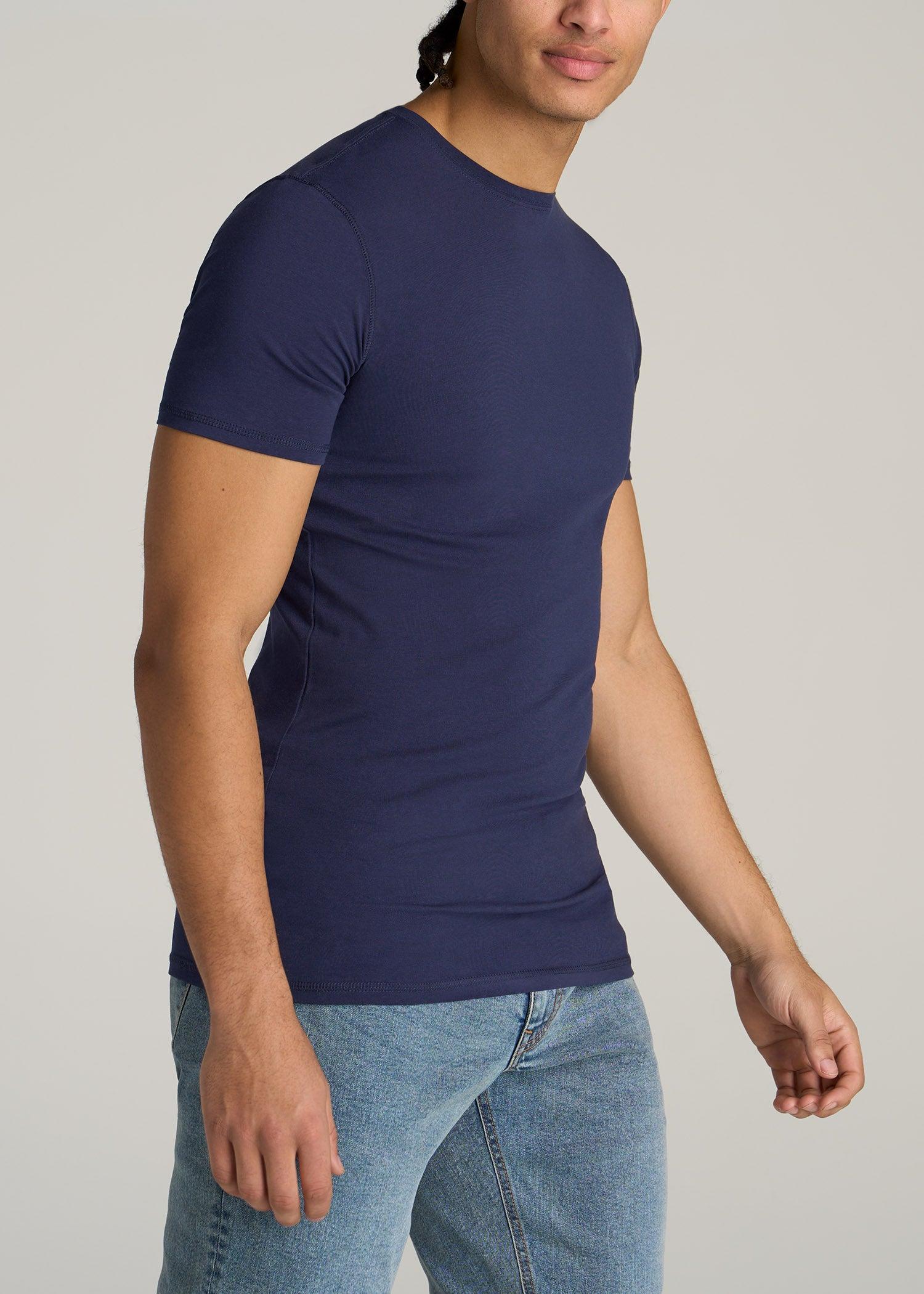 The Essential SLIM-FIT Crewneck Tee for Tall Men in Navy Product Image