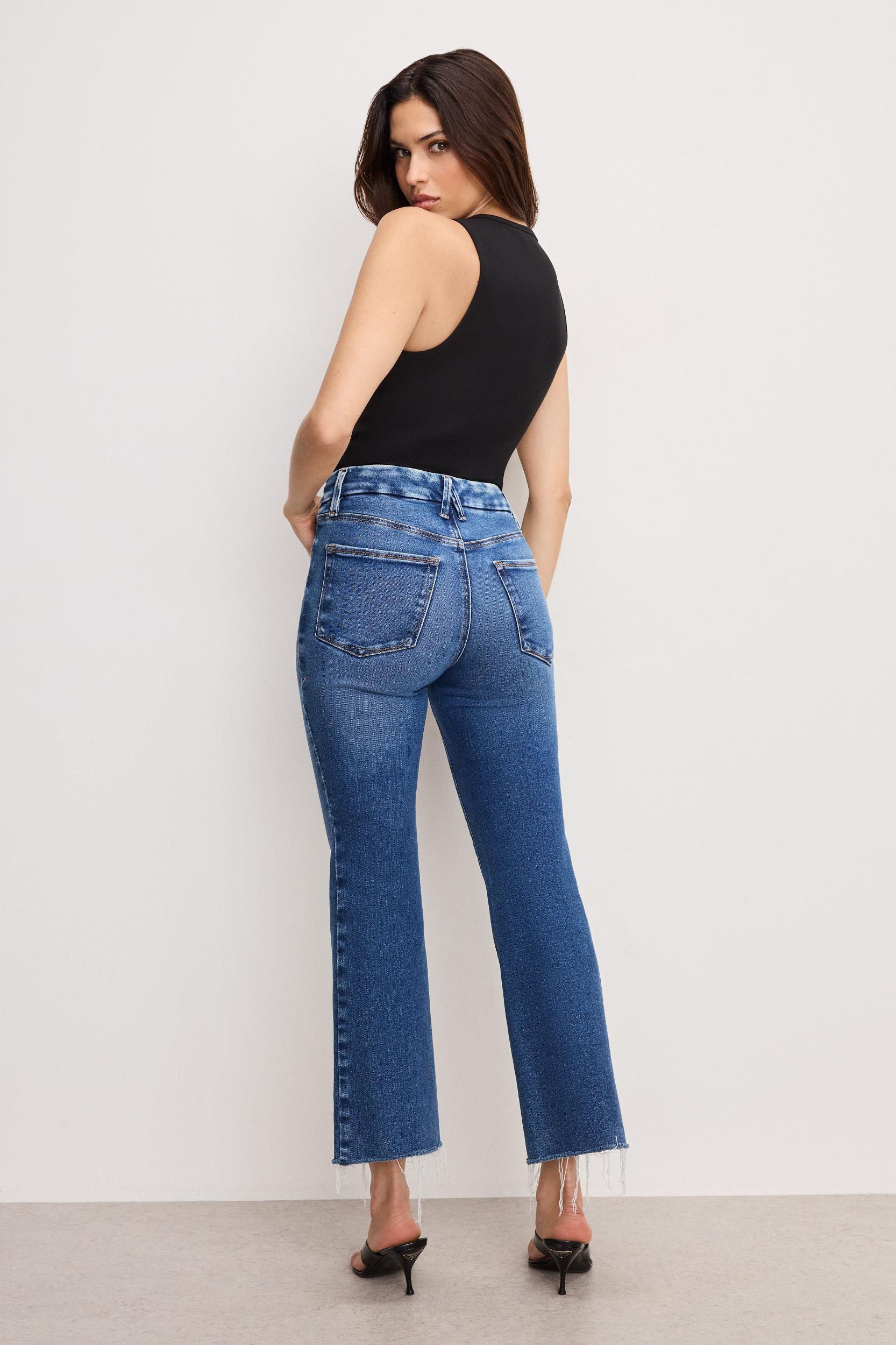 SOFT TECH GOOD LEGS CROPPED MINI BOOT JEANS | INDIGO818 Product Image