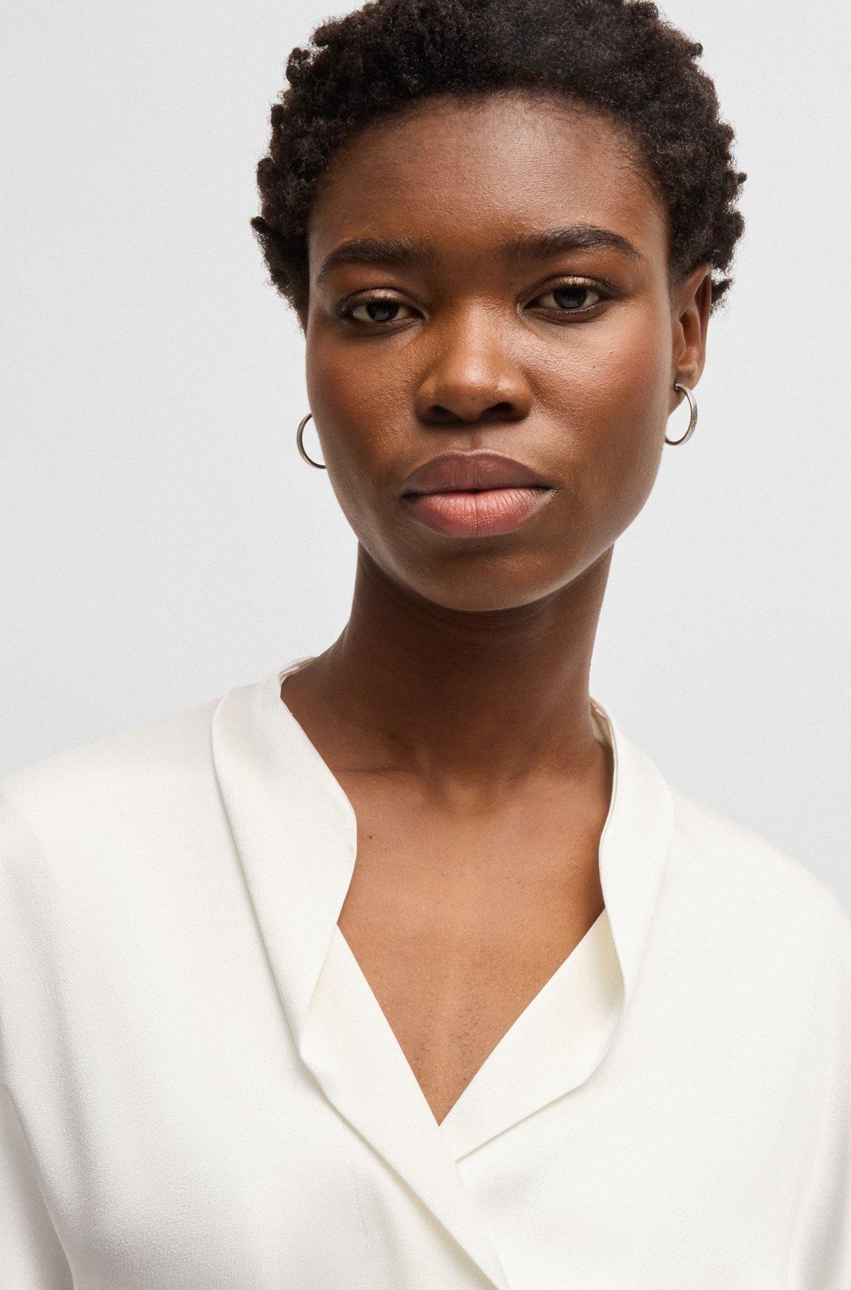 Regular-fit blouse with draped neckline Product Image