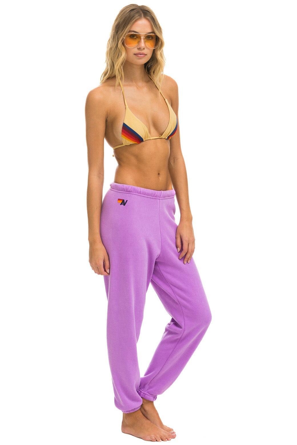 BOLT SWEATPANTS - NEON PURPLE // NEON PINK Female Product Image