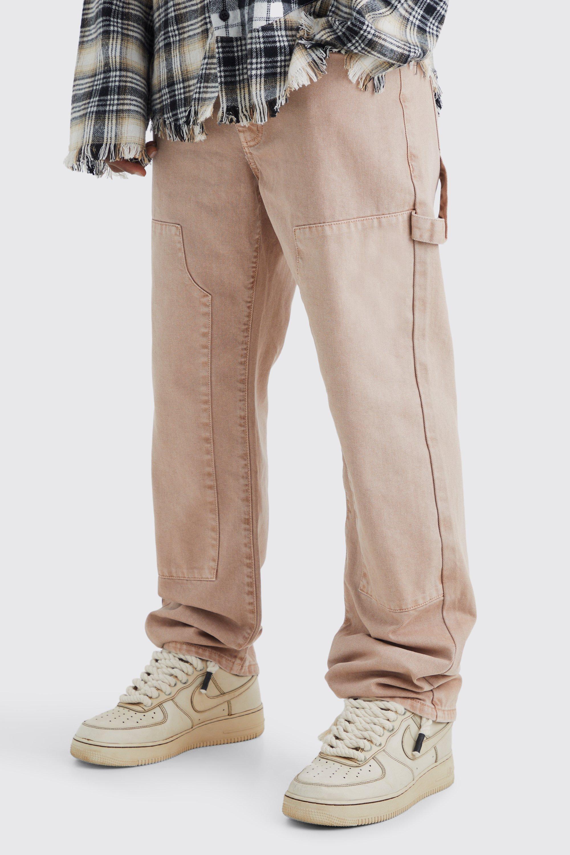 Mens Relaxed Overdye Carpenter Pants - Beige Product Image