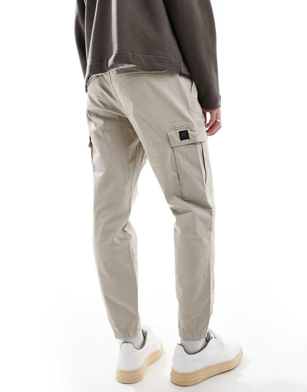 Pull&Bear cargo pants in stone Product Image