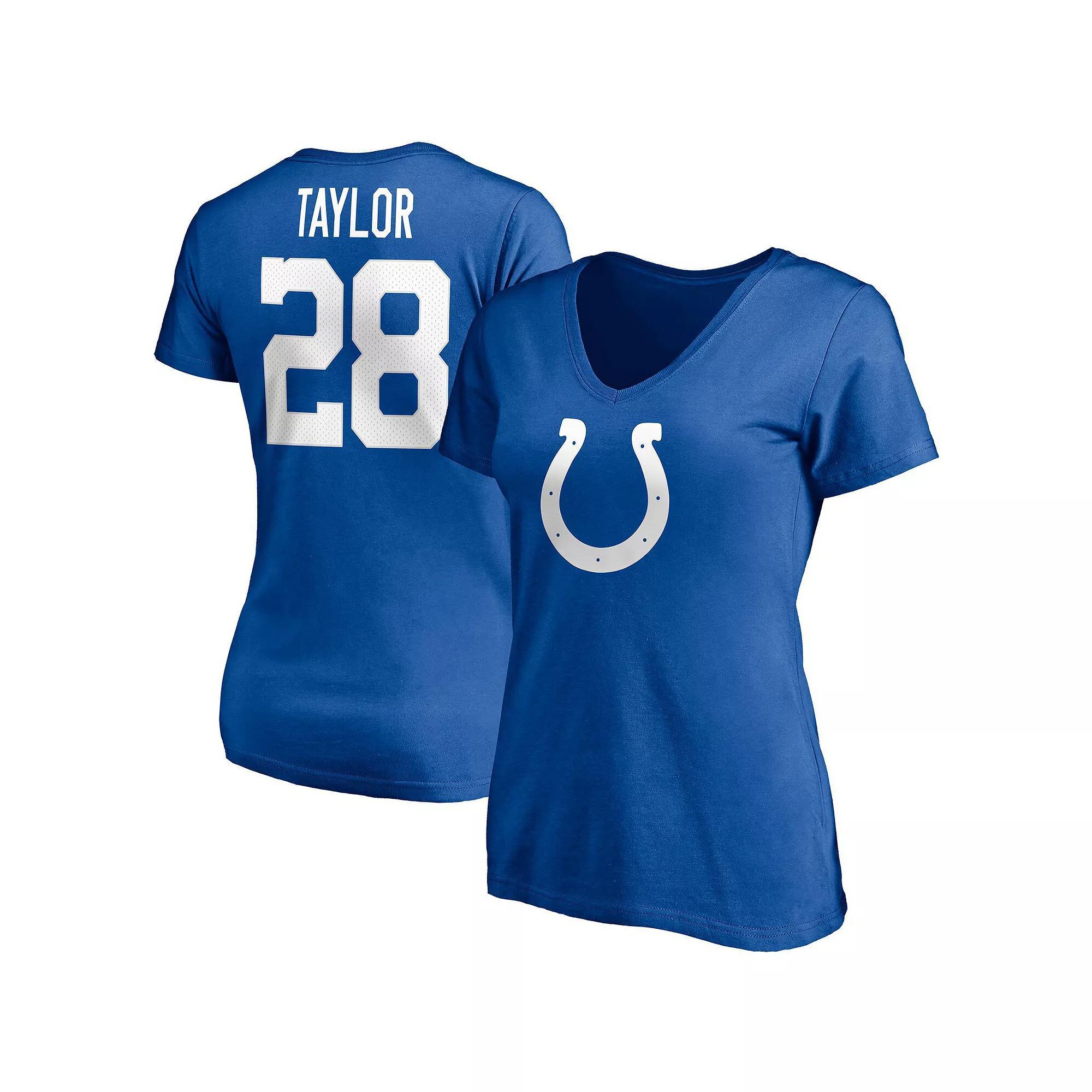 Women's Fanatics Jonathan Taylor Royal Indianapolis Colts Player Icon Name & Number V-Neck T-Shirt,  Product Image