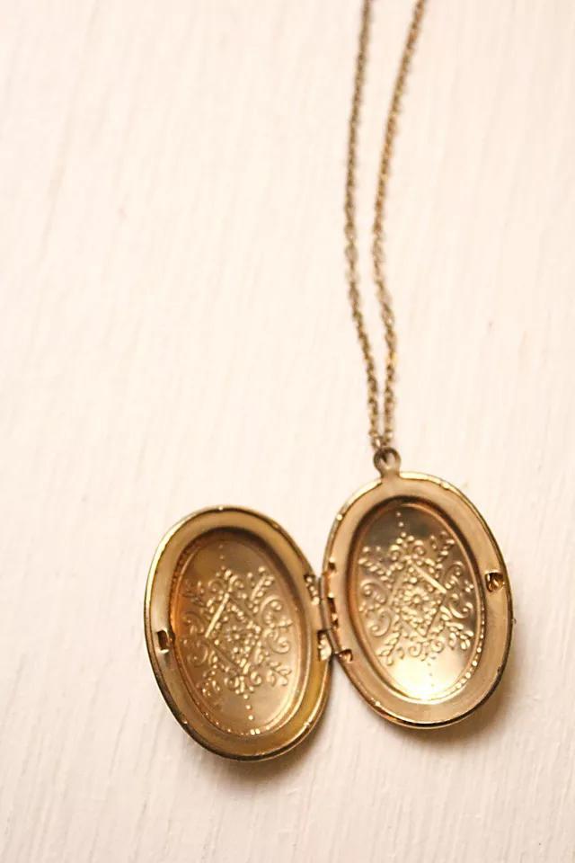 1950s Vintage Silver Locket Necklace Selected By Moons + Junes Vintage Product Image