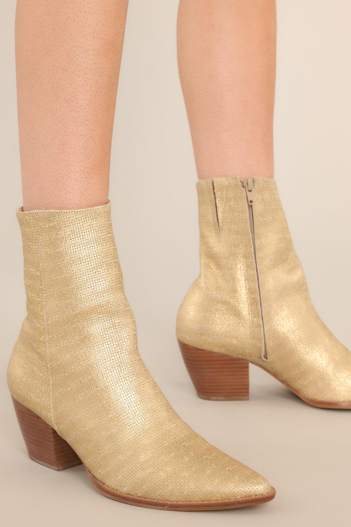 Caty Gold Weave Ankle Boots Product Image