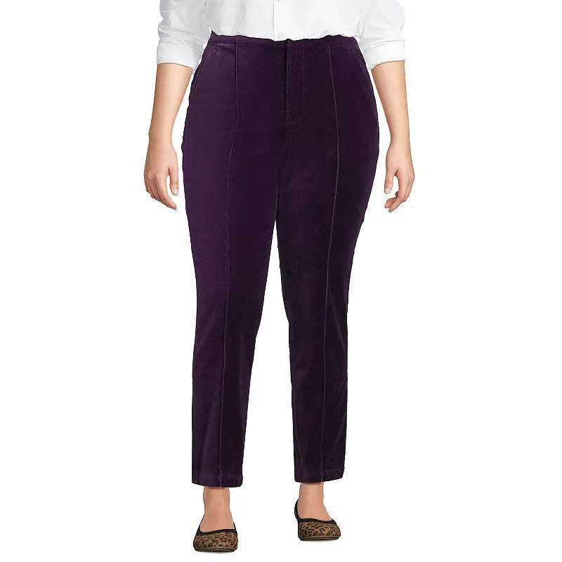 Women's Lands' End Velvet High Rise Pintuck Pencil Ankle Pants,  Product Image