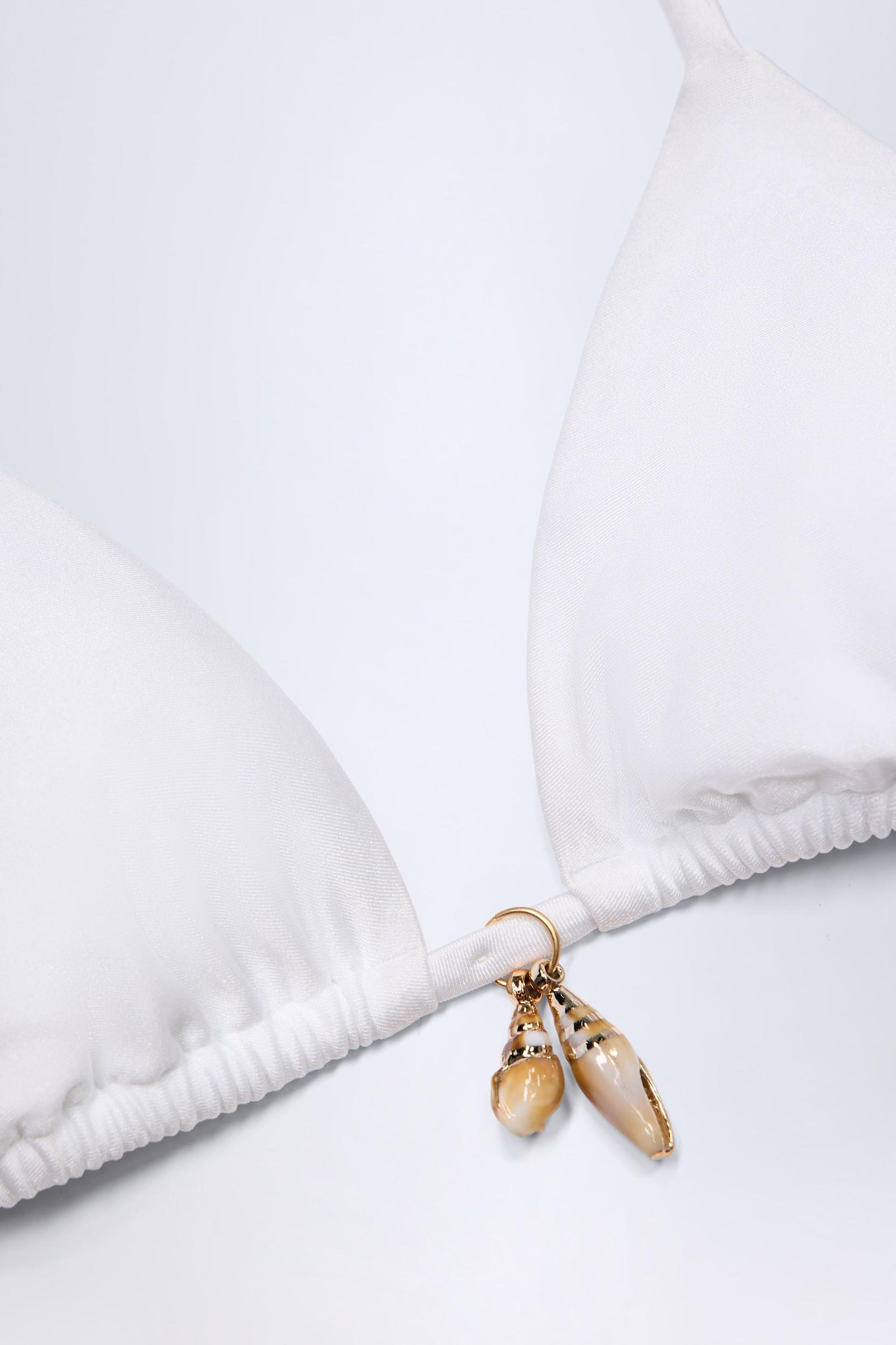 Charm-Detail Triangle Bikini Top in White Product Image
