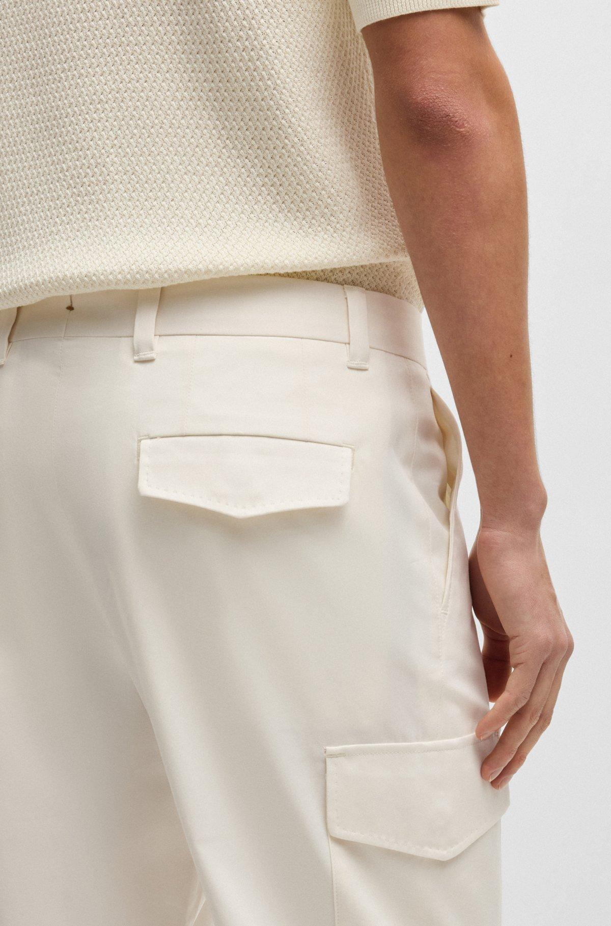 Tapered-fit trousers in cotton, silk and stretch Product Image