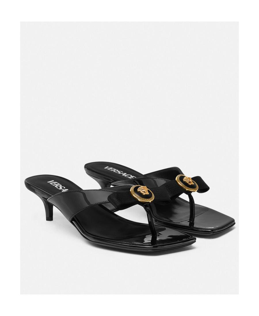 VERSACE 50mm Medusa-plaque Patent-leather Pumps In Black  Gold (black) Product Image