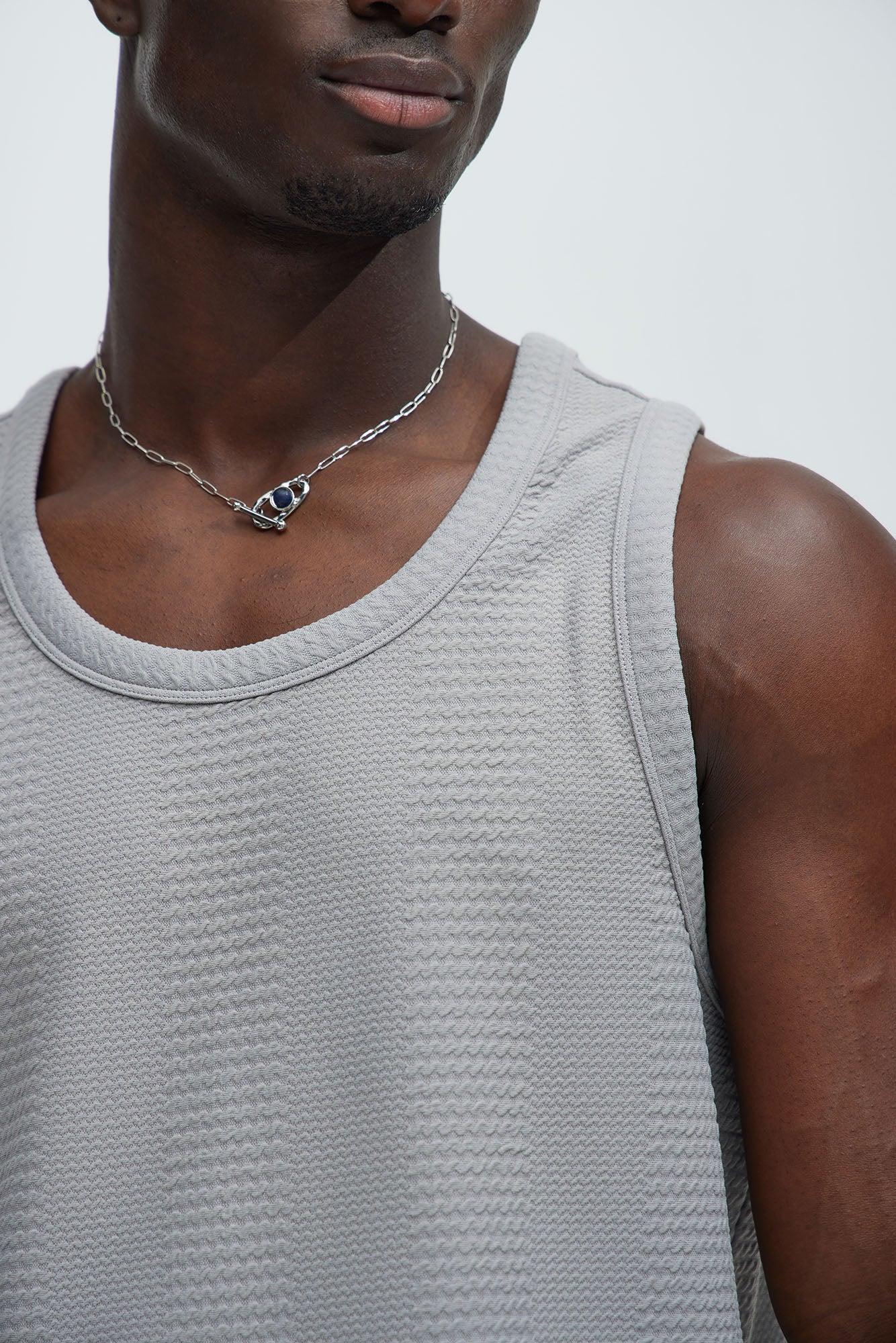 Angelo Textured Tank - Grey Product Image