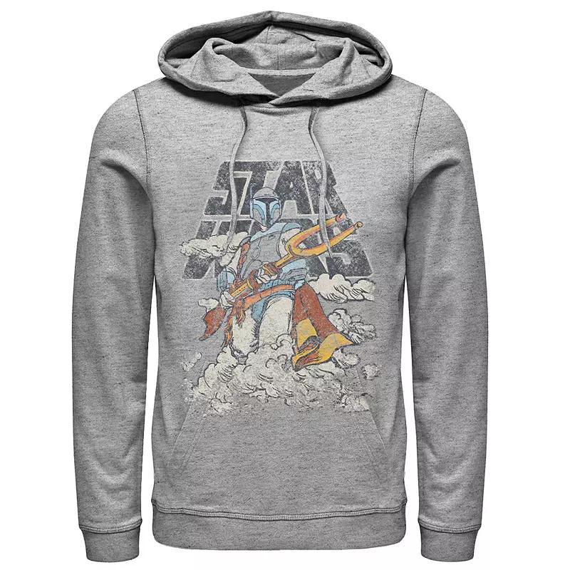 Mens Star Wars Boba Fett Cloudy Logo Stance Graphic Hoodie Athletic Grey Product Image