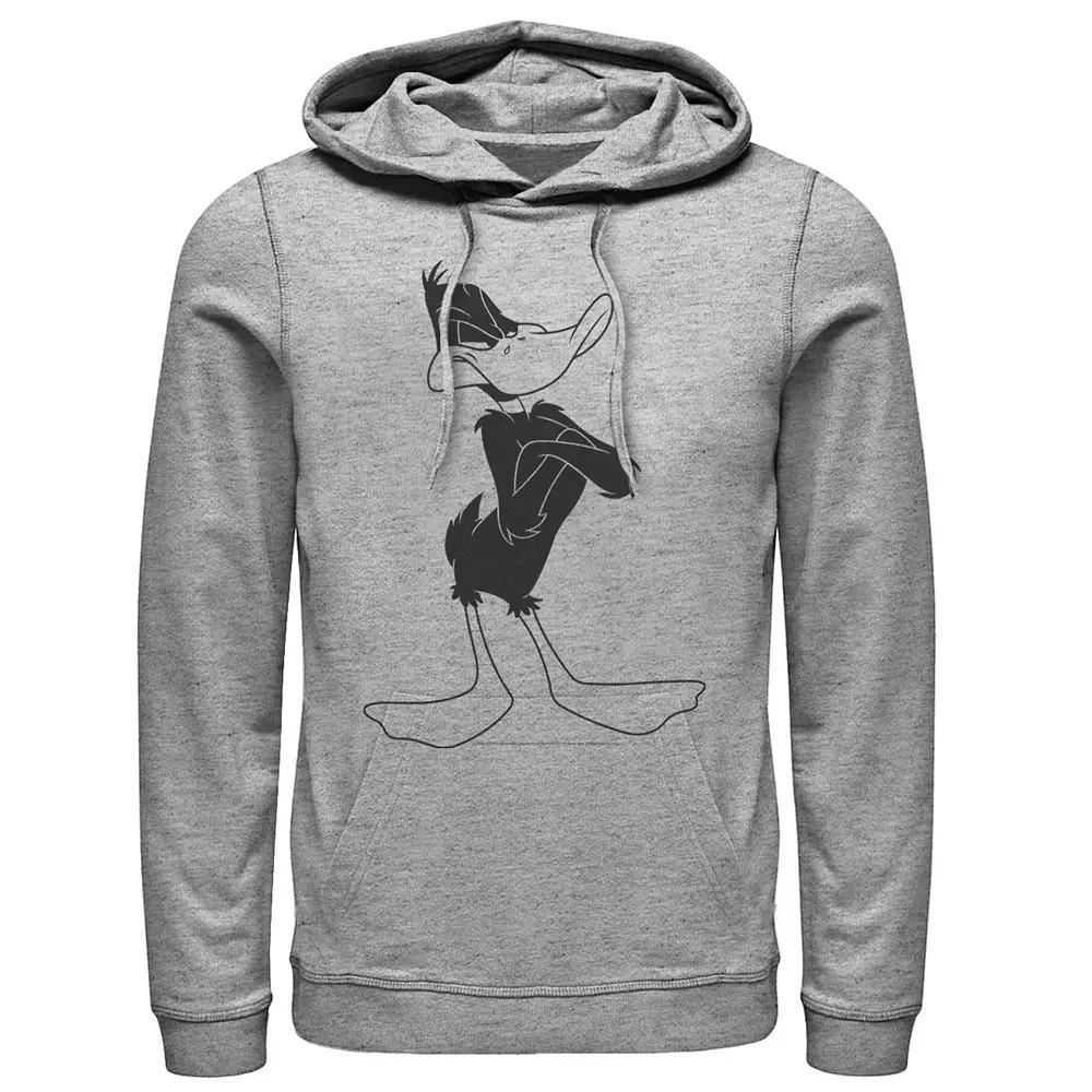 Men's Looney Tunes Daffy Duck Not Amused Portrait Hoodie, Size: 3XL, Athletic Grey Product Image