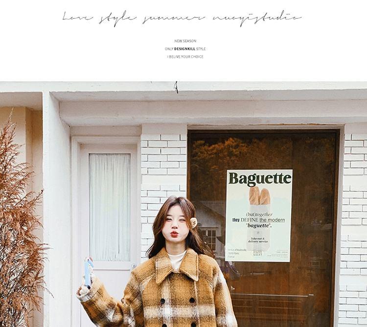 Plaid Midi Double-Breasted Coat Product Image