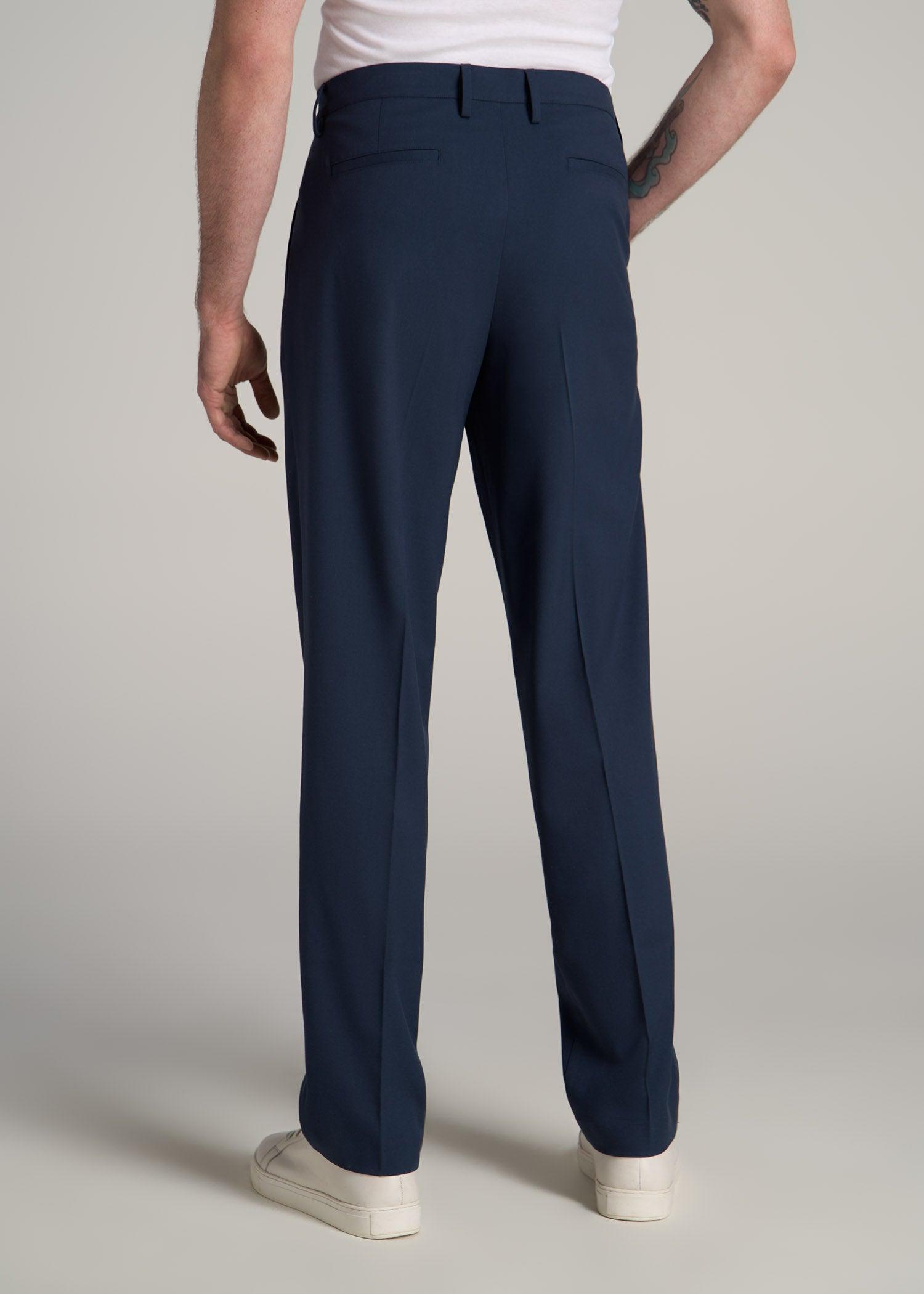 Relaxed Pleated Trousers for Tall Men in Black Male Product Image