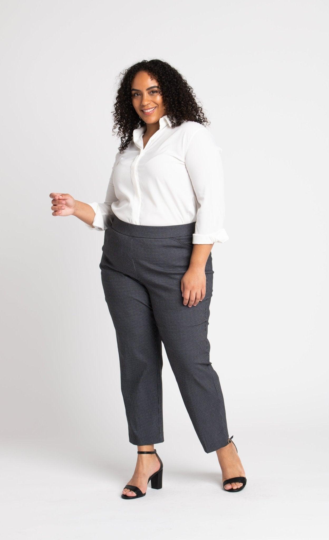 Roz & Ali™ Superstretch Black Grid Pull On Ankle Pants - Plus Product Image