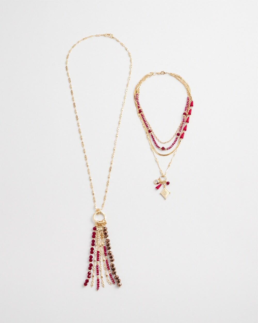 Red Convertible Multi Strand Necklace Product Image