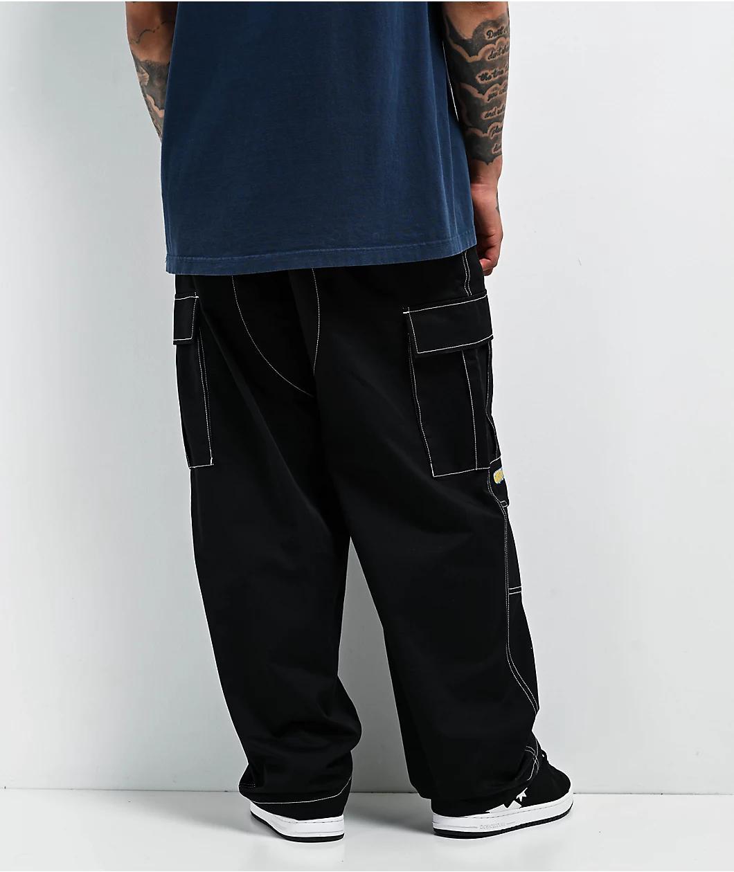Empyre Ultra Loose Embroidered Cell Phone Black Cargo Pants Product Image
