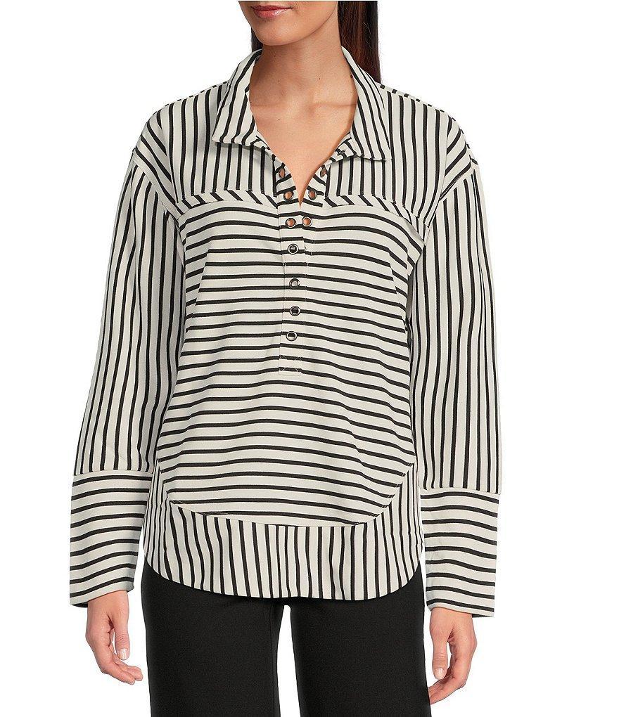 APNY Henley Grommet Placket Collar Long Sleeve Top Product Image