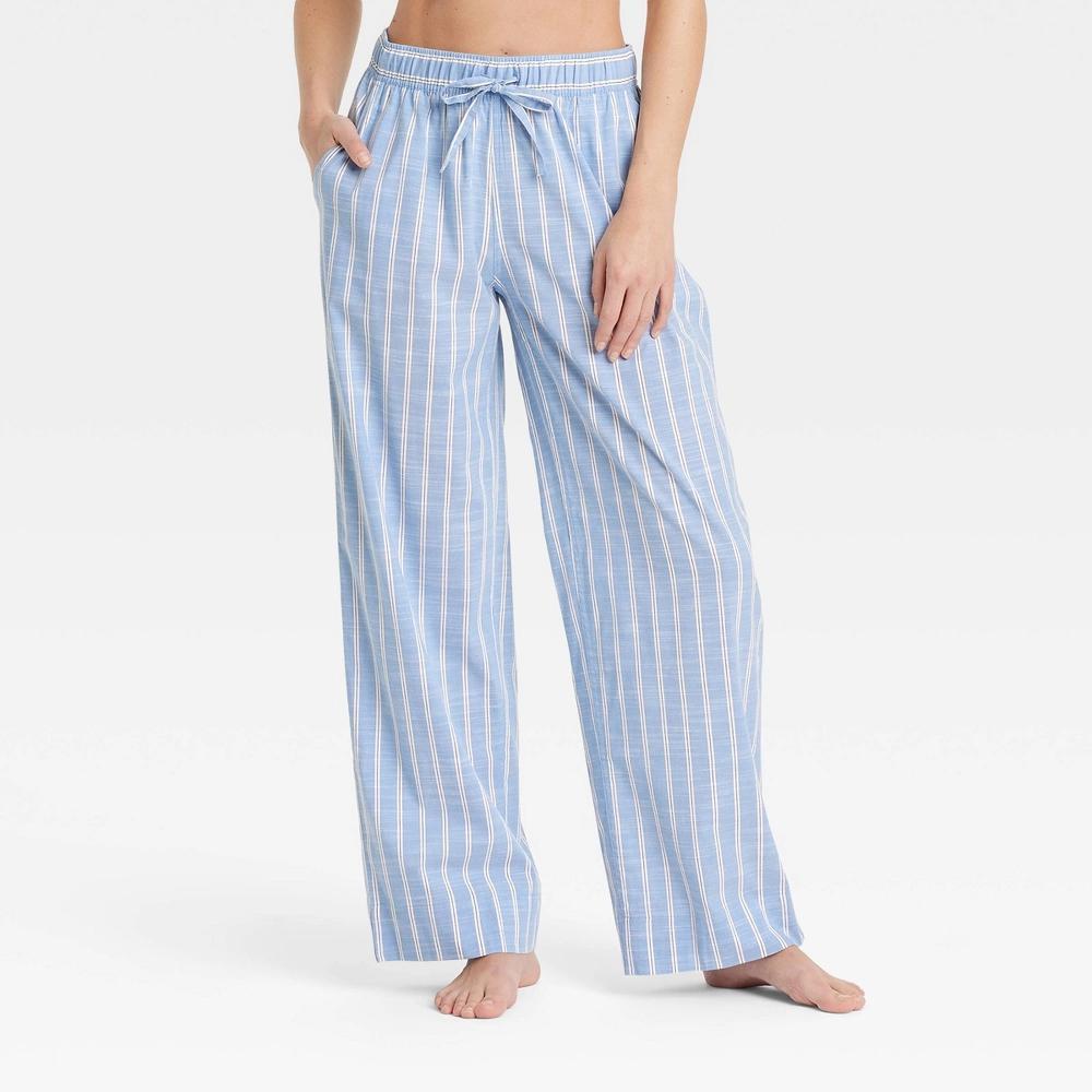 Womens Striped Cotton Blend Pajama Pants - Auden Blue XL Product Image