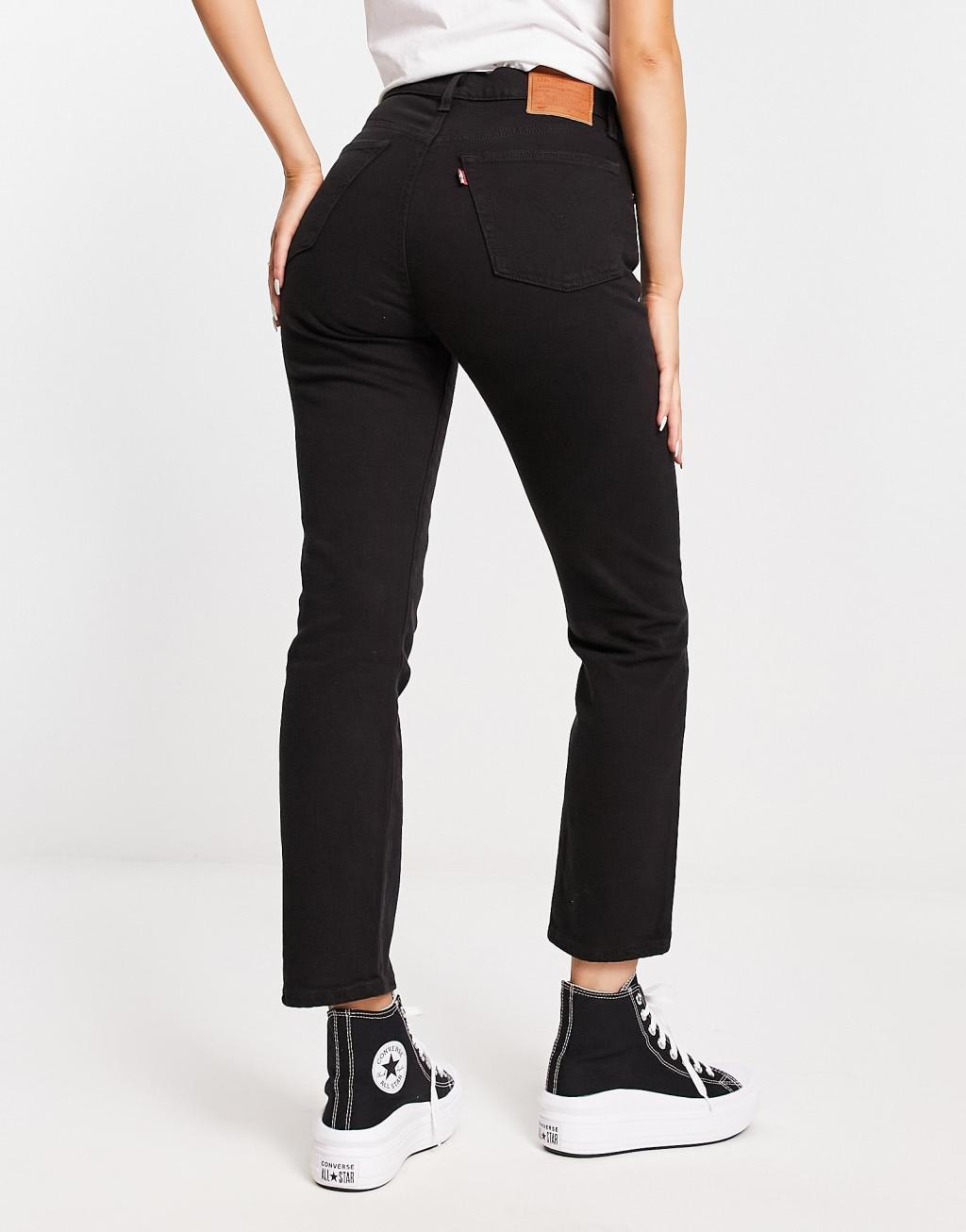 Levi's 501 straight fit crop jeans in black | ASOS Product Image