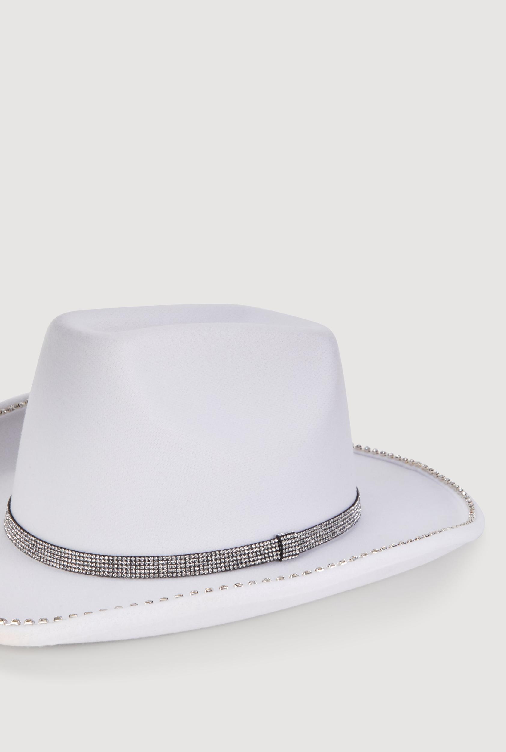 Faux Suede Rhinestone Studded Cowboy Hat Female Product Image