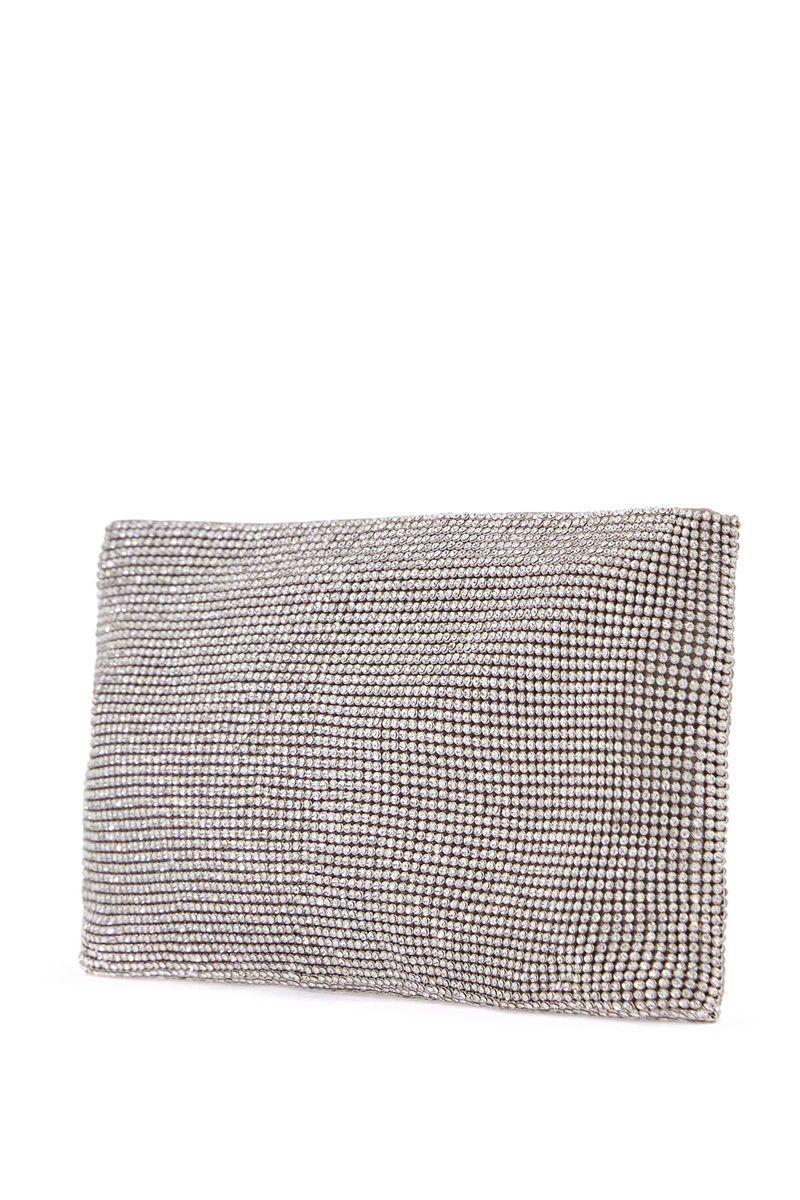 BENEDETTA BRUZZICHES La Petite Evening Bag In Crystal On Silver With Shoulder Strap Product Image