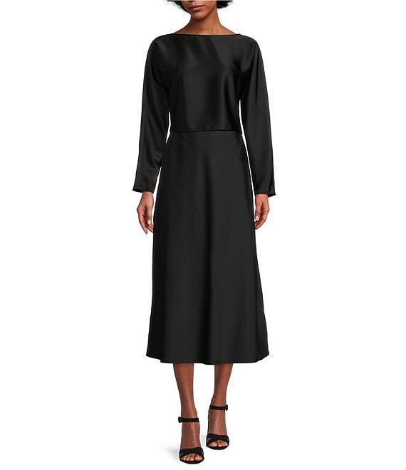 Antonio Melani Blyss Boat Neck Long Sleeve Coordinating Satin Blouse Product Image