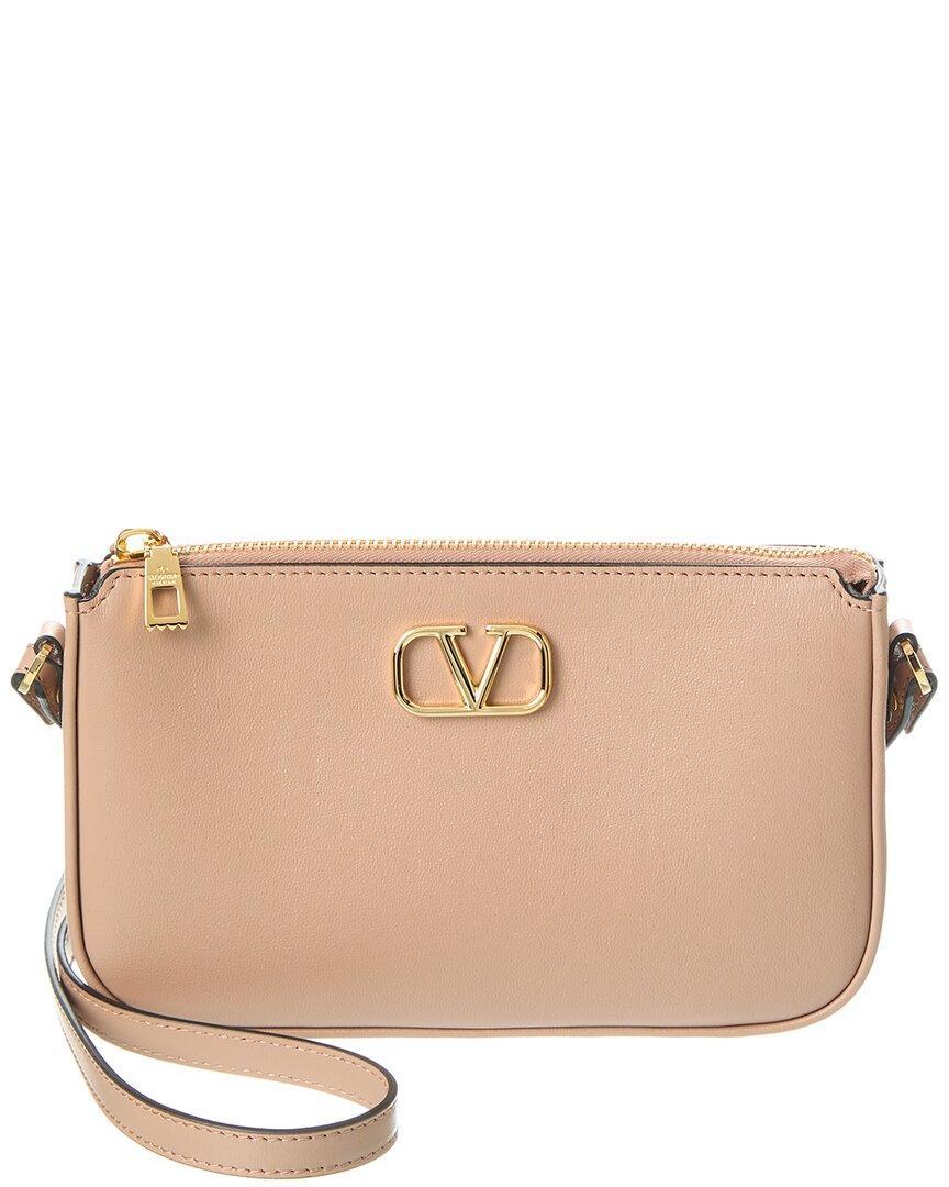 VALENTINO GARAVANI Valentino Vlogo Signature Mini Leather Crossbody In Beige Product Image