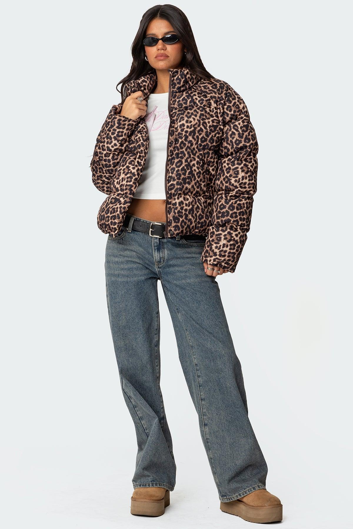 Dalya Leopard Printed Puffer Jacket Product Image