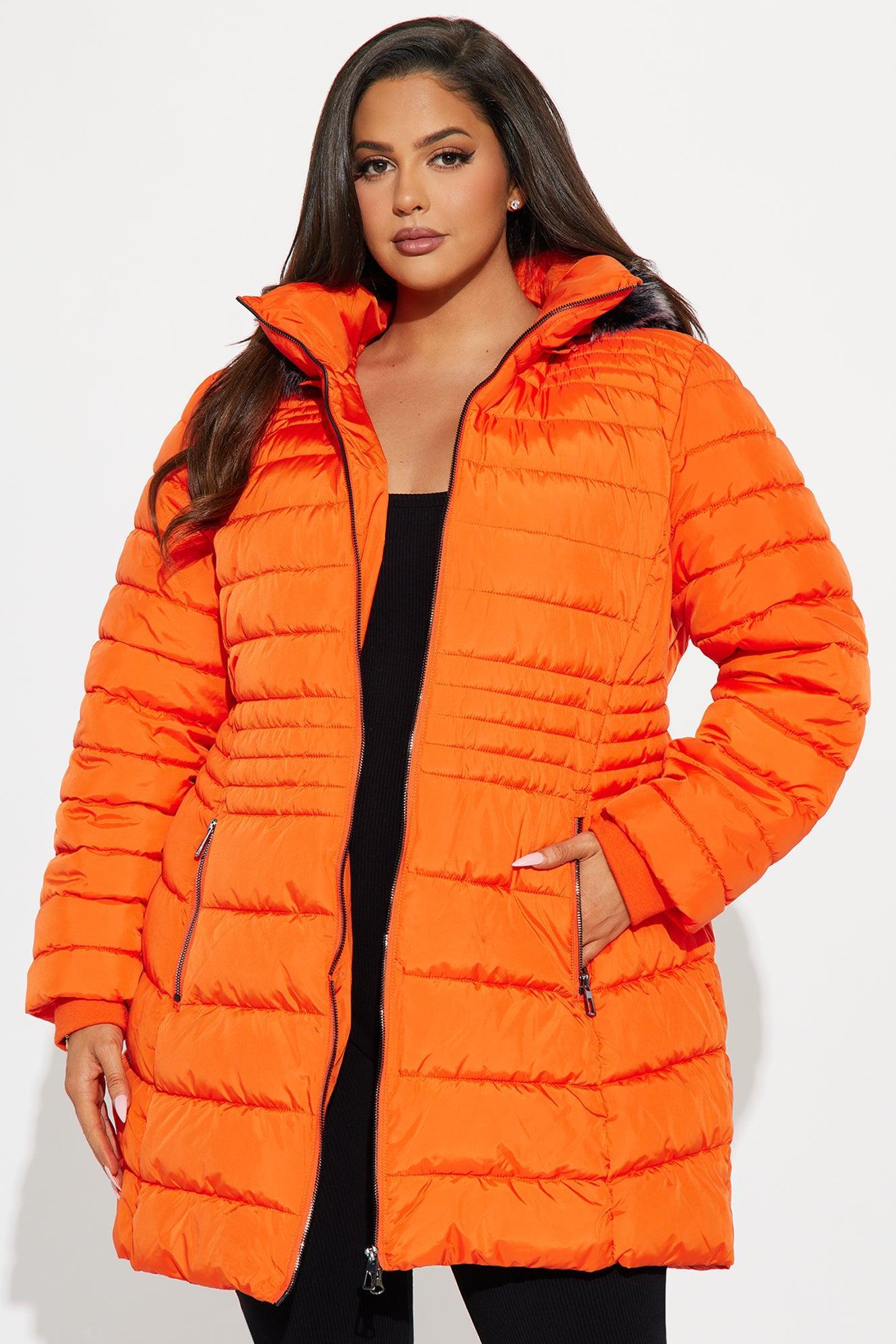 Caught In The Cold Puffer Coat - Orange Product Image