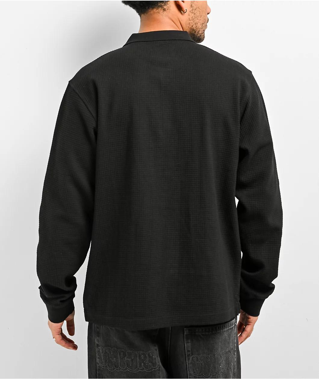 Welcome Sharp Black Long Sleeve Polo Shirt Product Image