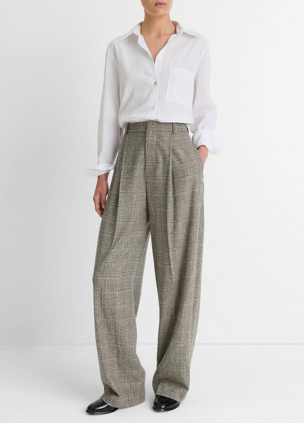 Plaid Italian Wool-Blend High-Rise Trouser Product Image