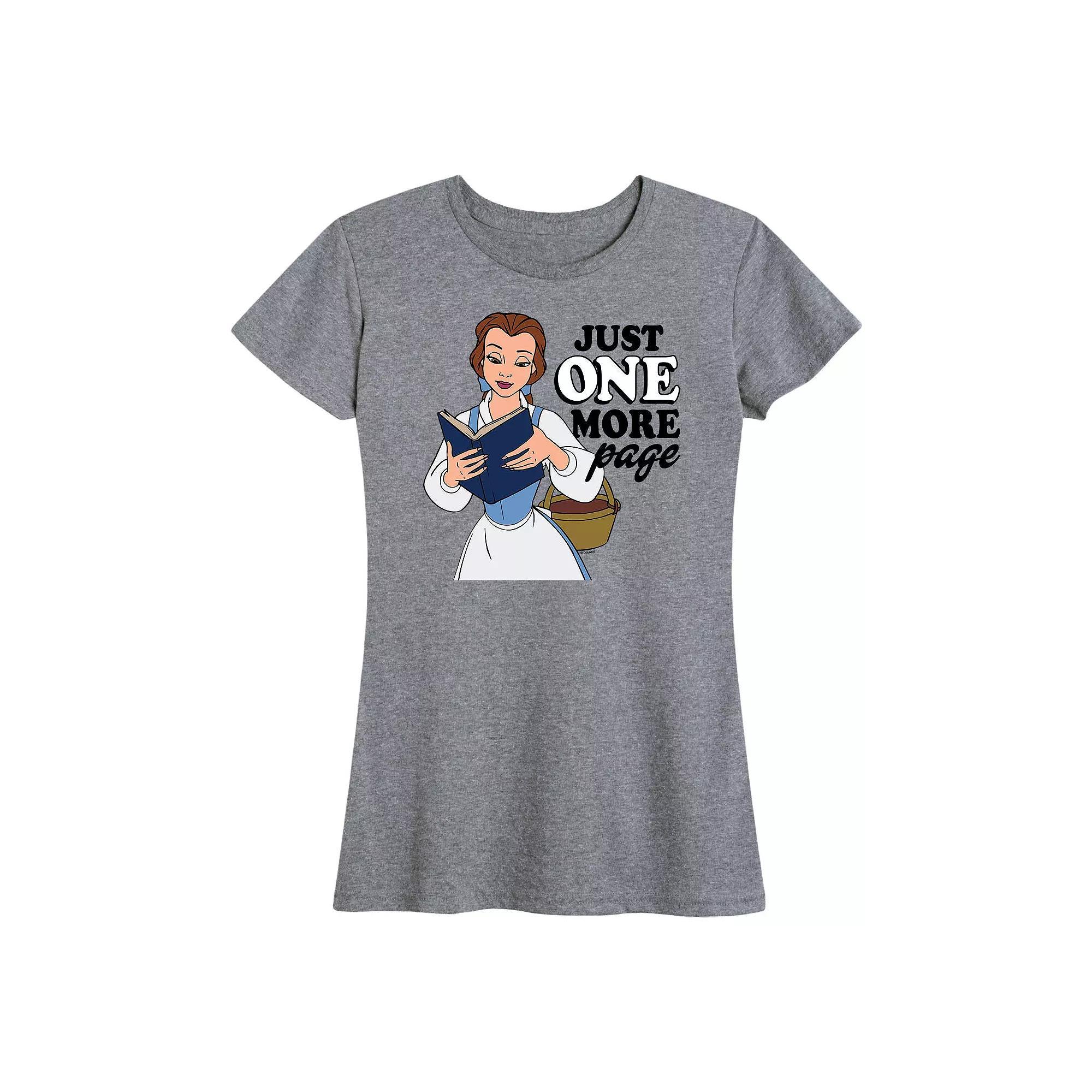 Disney Princess Belle Women's One More Page Graphic Tee, Girl's, Size: Large, Grey Gray Product Image