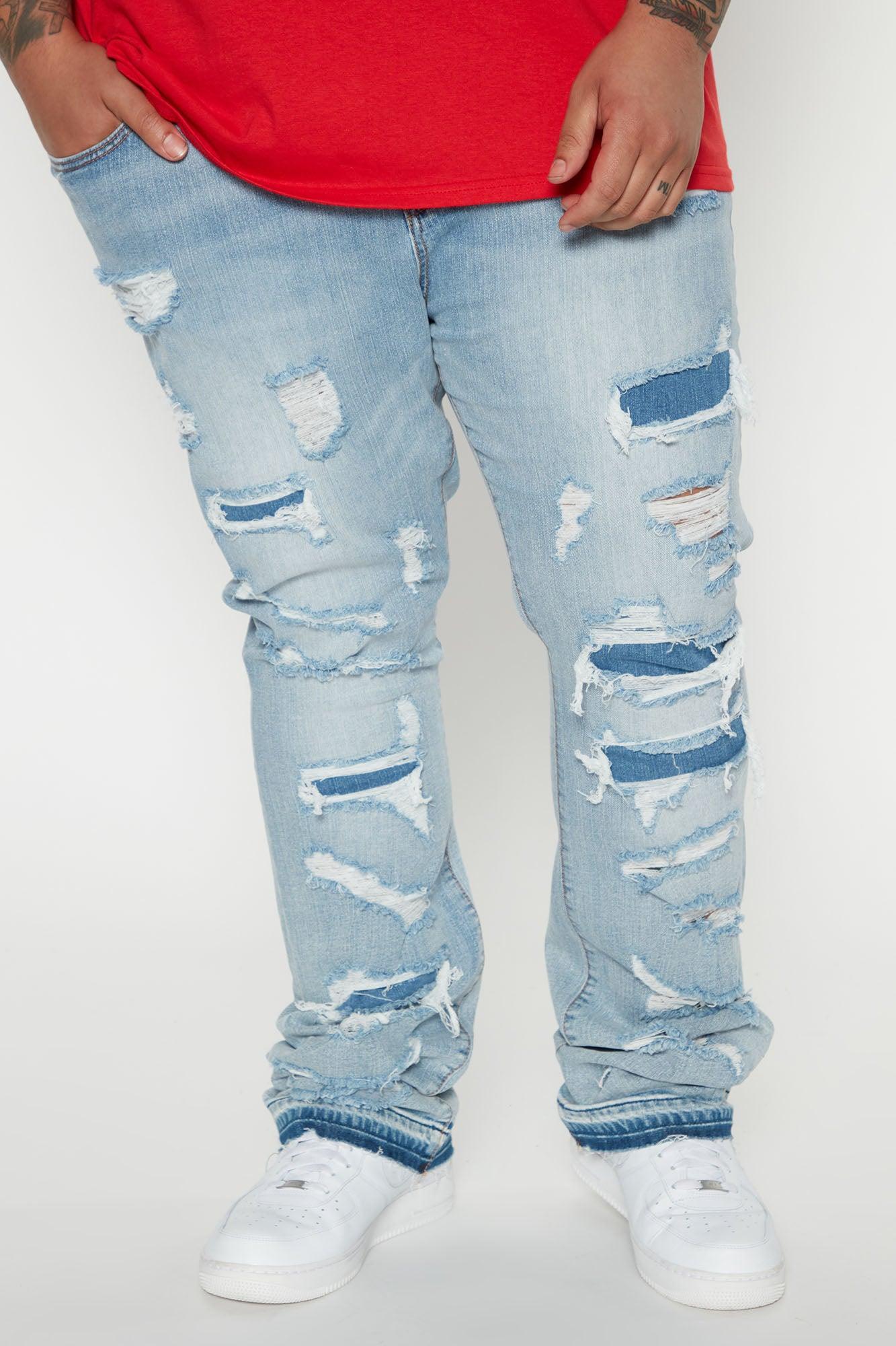 Through It Ripped Skinny Flared Jeans - Vintage Blue Wash Product Image