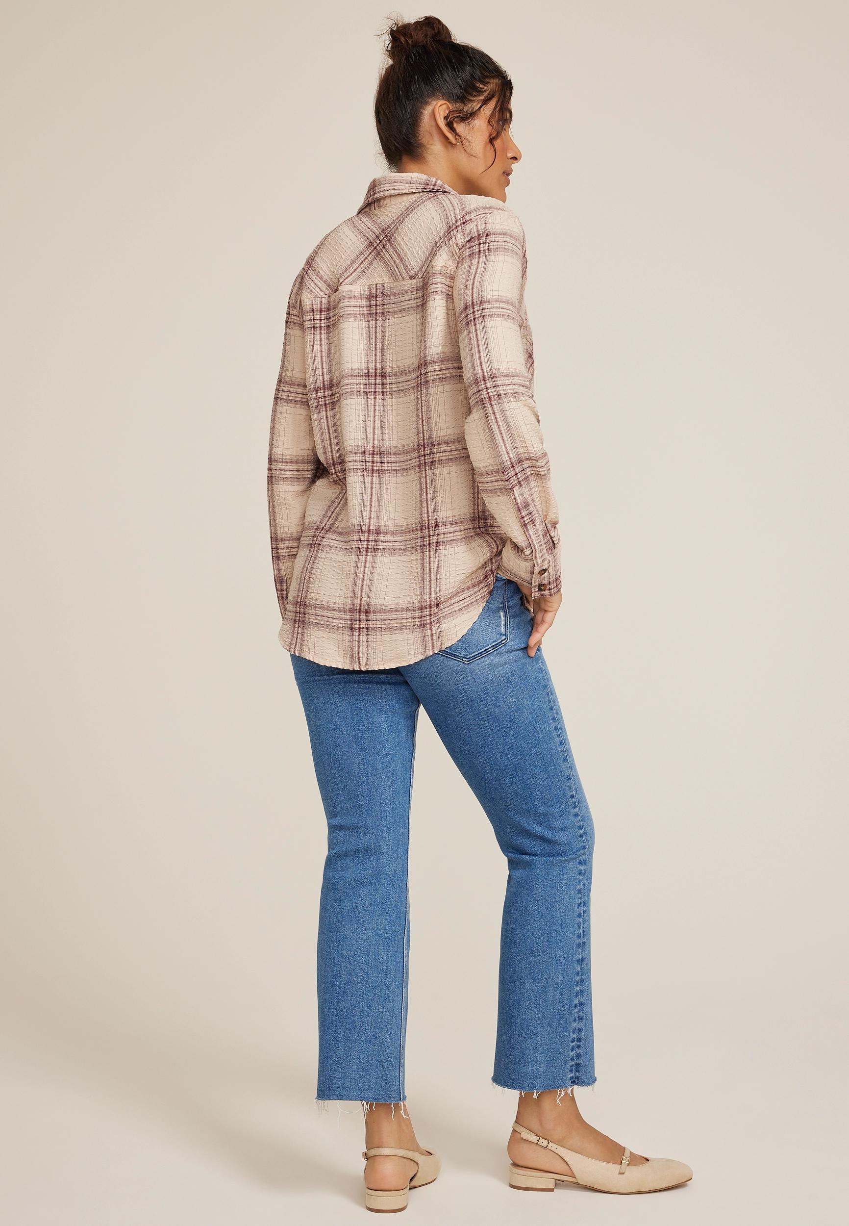 Pucker Plaid Button Down Shirt Product Image