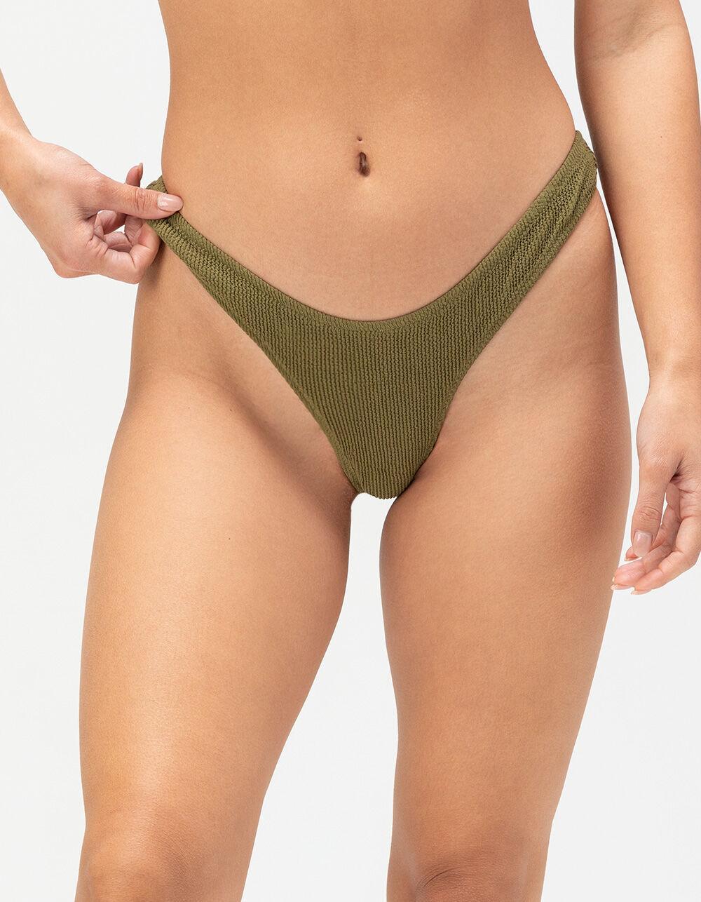 RHYTHM Isla Rib Textured High Leg Thong Bikini Bottoms Product Image