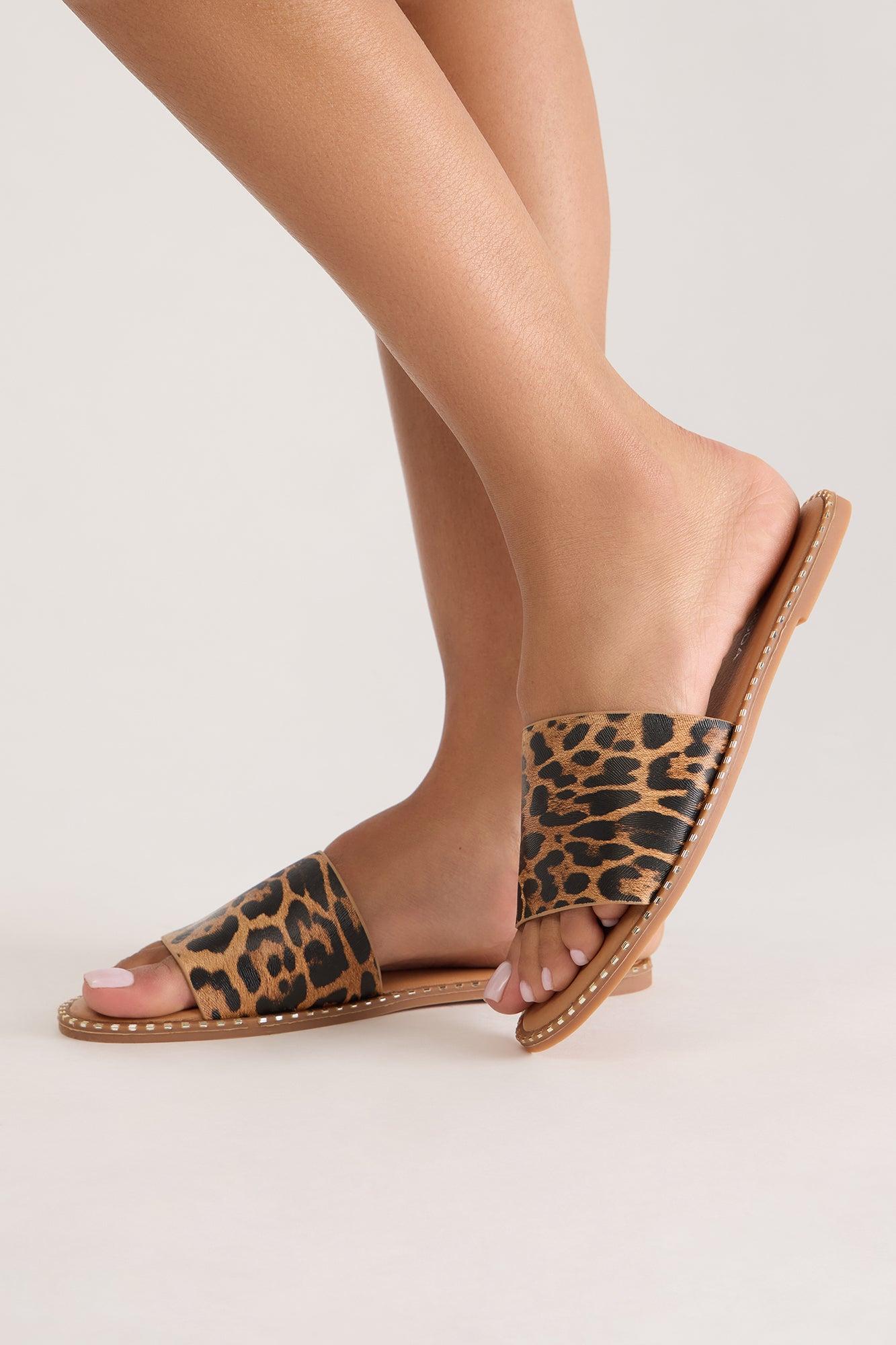 Summer Sun Flat Sandals - Leopard Product Image