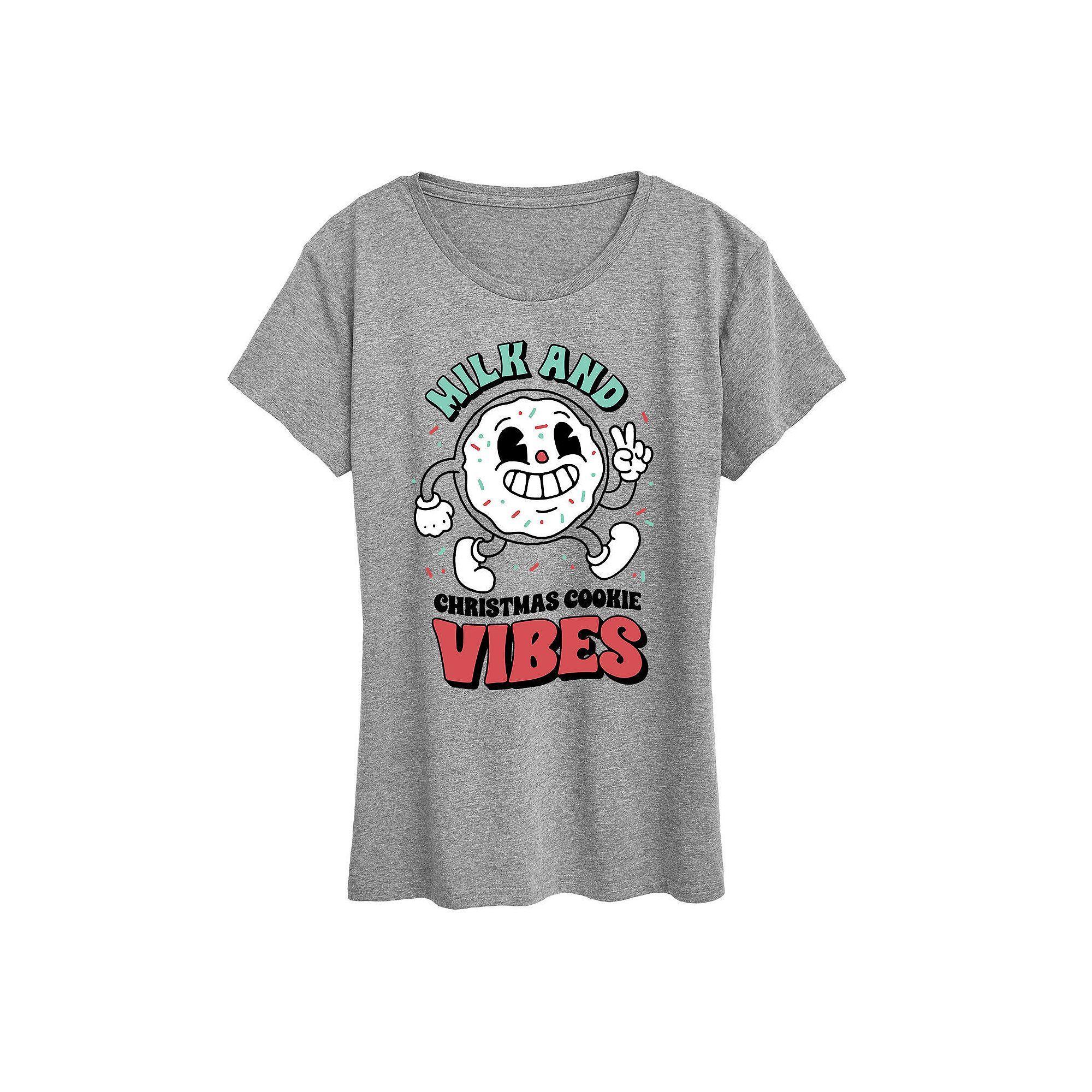 Women's Christmas Cookie Vibes Graphic Tee, Girl's, Size: XXL, Grey Gray Product Image
