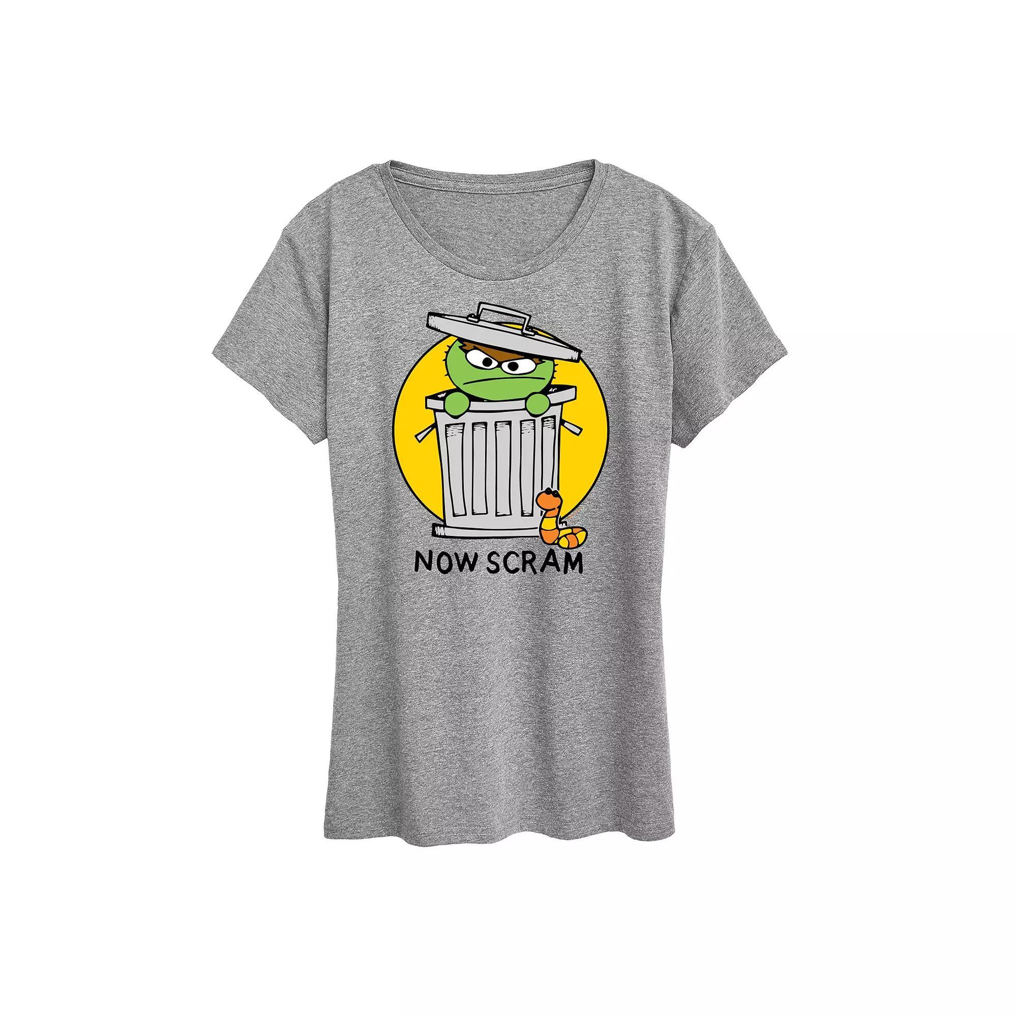 Women's Sesame Street Doodle Oscar Graphic Tee, Size: Medium, Grey Gray Product Image