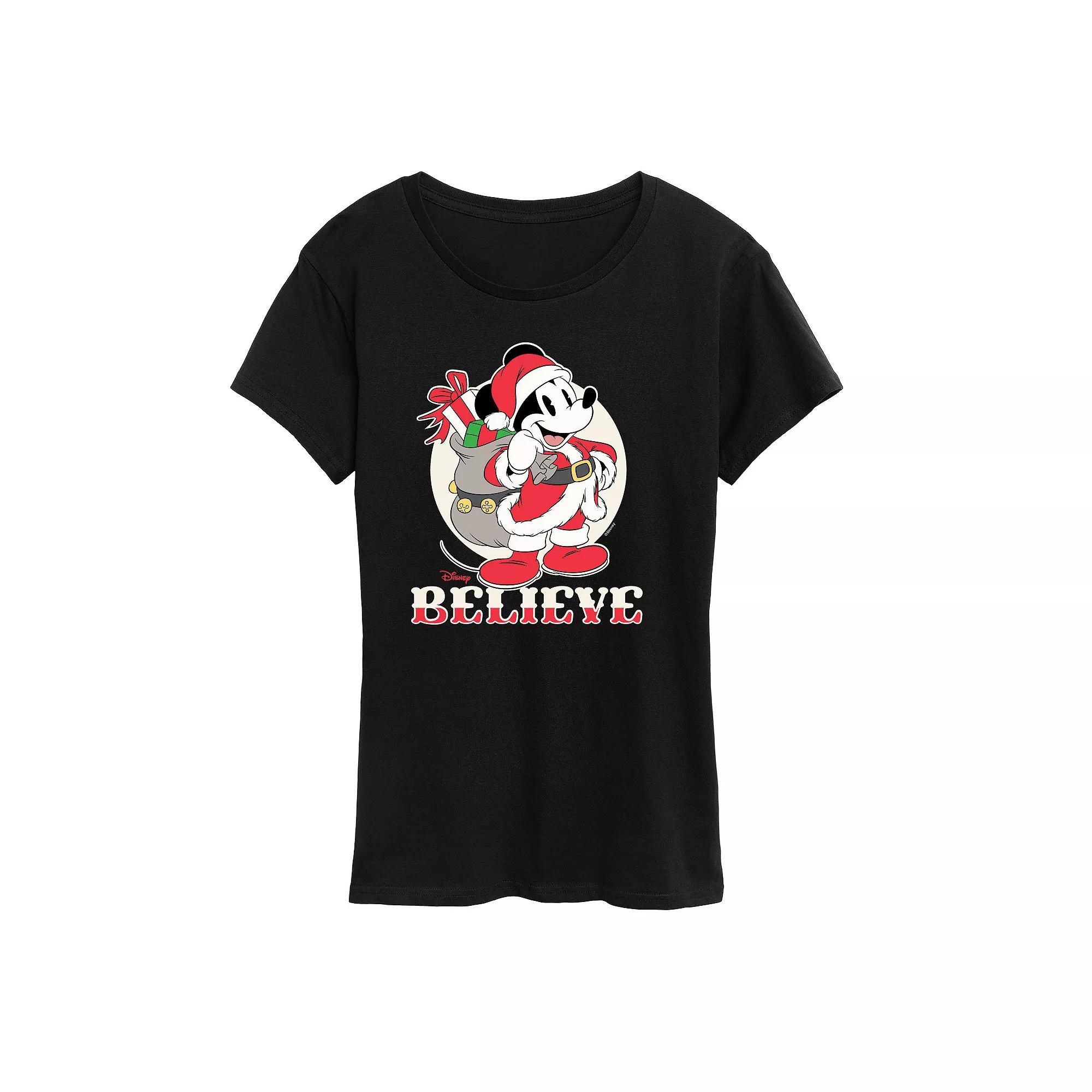 Disney's Mickey Mouse Women's Believe Holiday Graphic Tee, Girl's,  Product Image