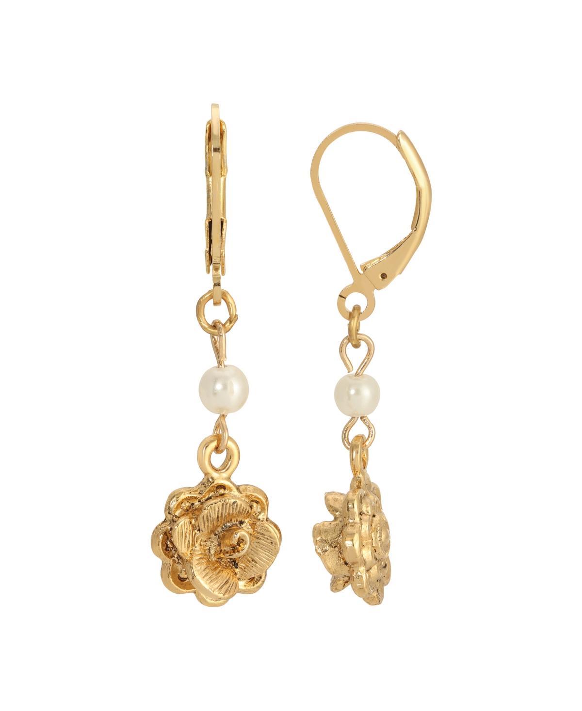 1928 Silver Tone Flower Leverback Earrings, Womens Product Image