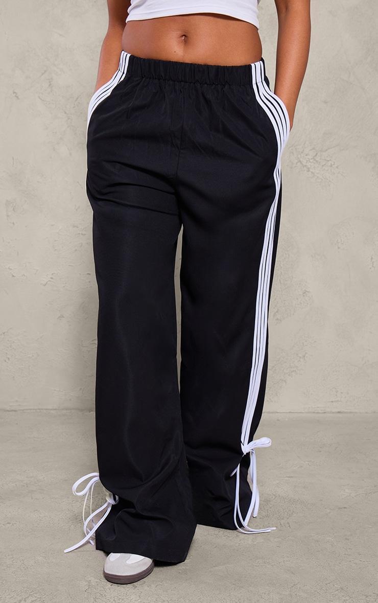 Black Shell Bow Detail Track Pants Product Image