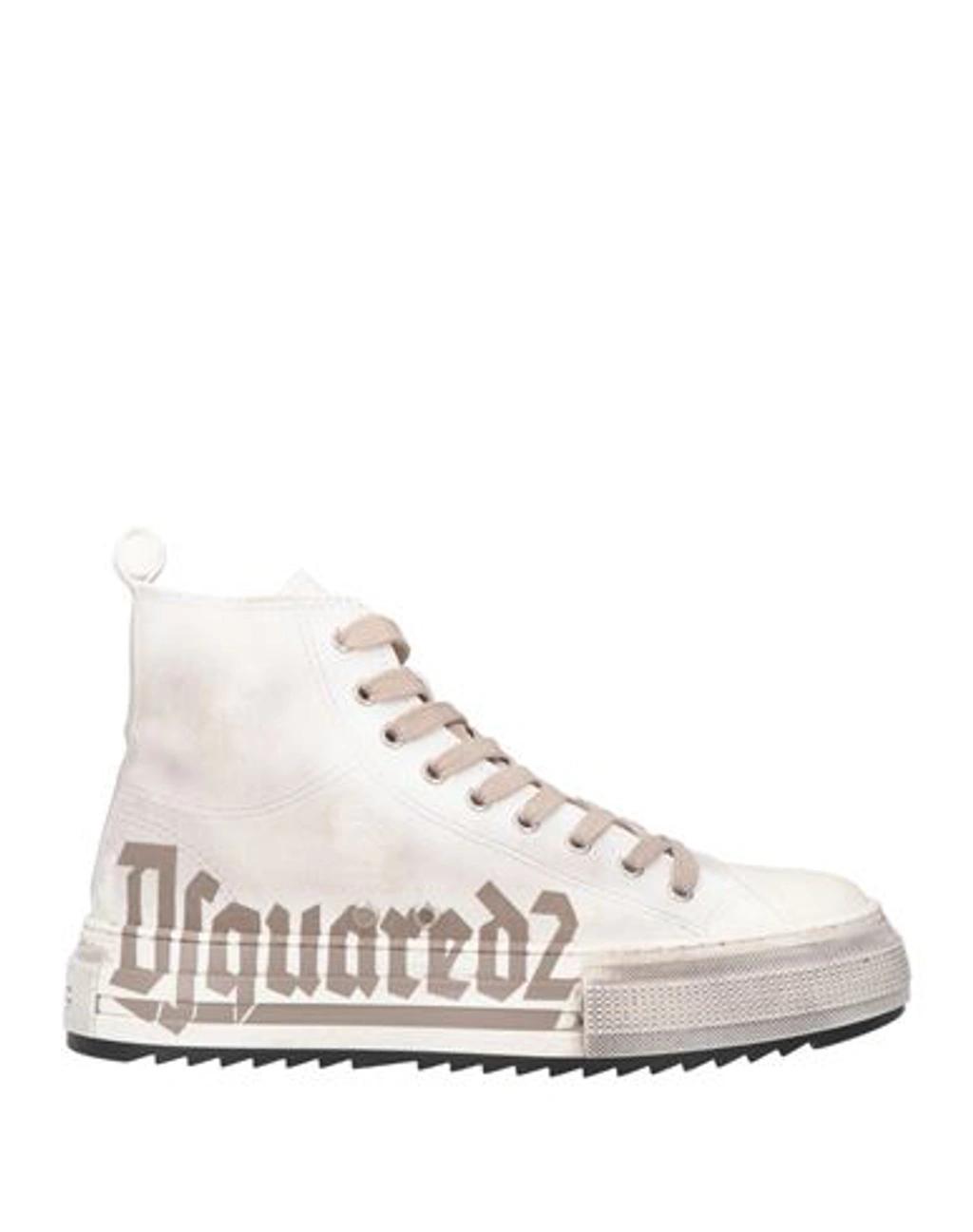 DSQUARED2 Man Sneakers Ivory Size 12 Soft Leather In White Product Image